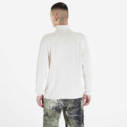 Mens white cable knit turtleneck sweater cheap