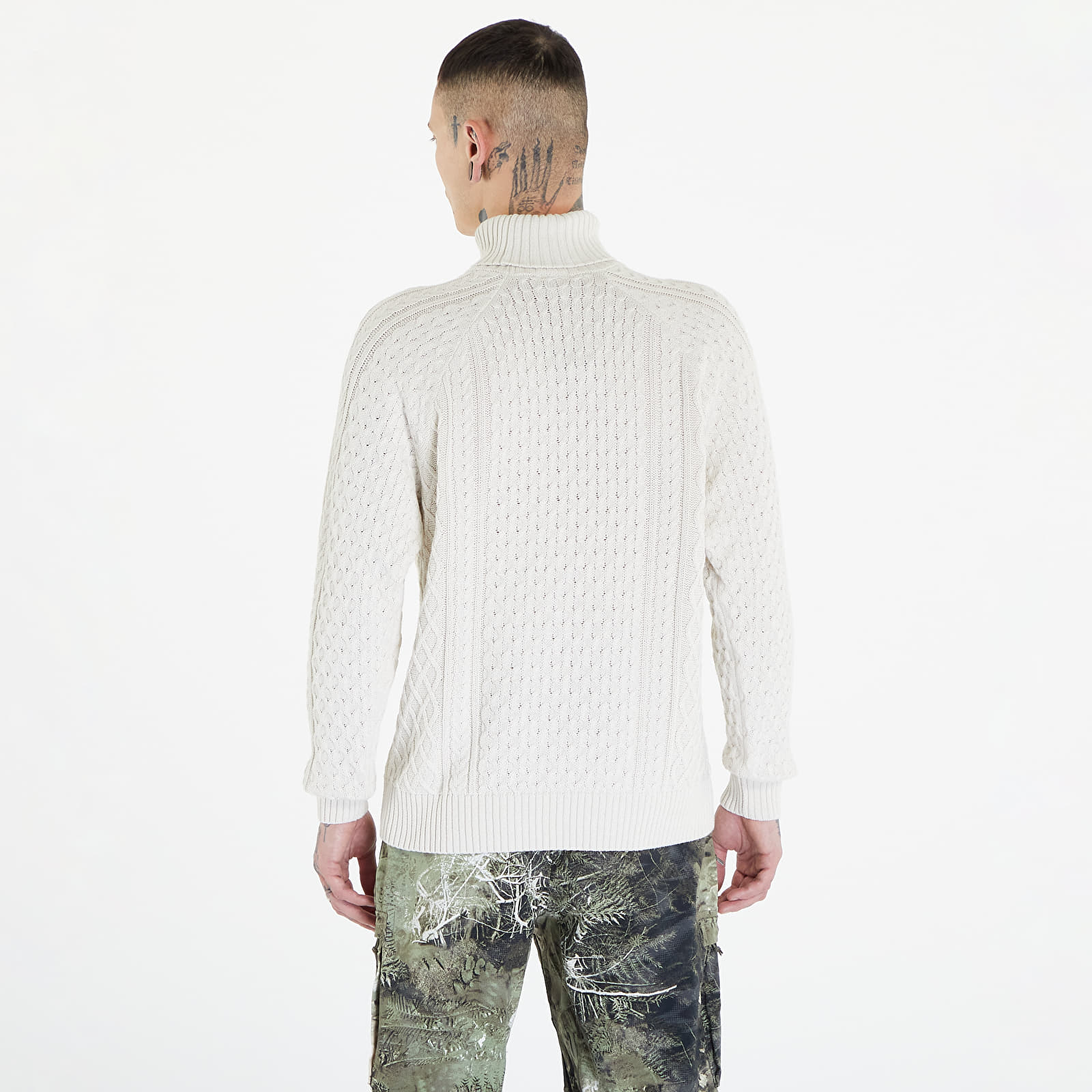 Pullover Nike Life Men's Cable Knit Turtleneck Sweater Light Bone