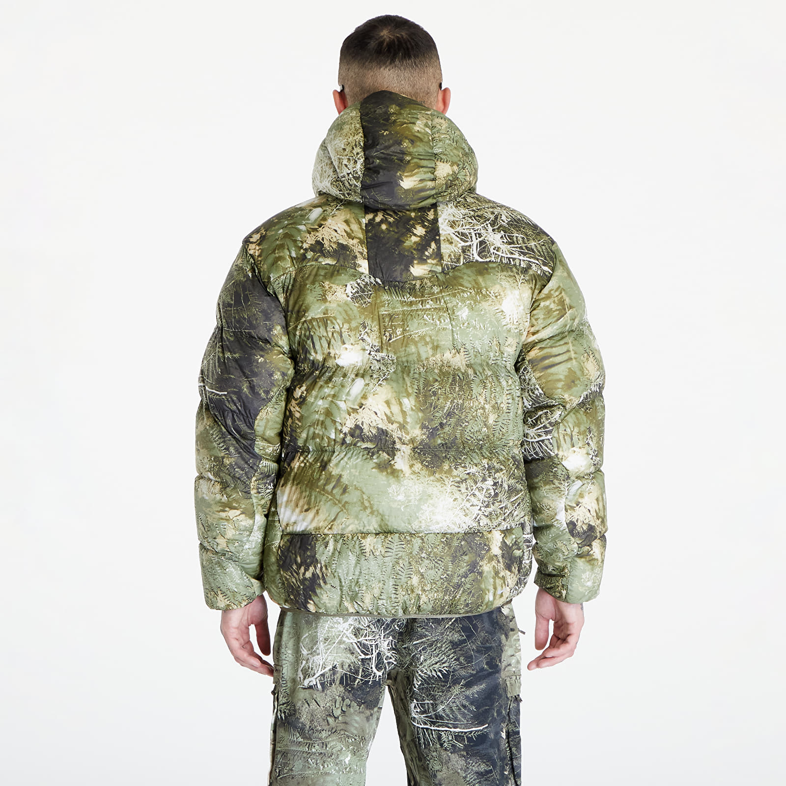 Jakker Nike ACG "Lunar Lake" Allover Print Puffer Jacket UNISEX Oil Green/ Medium Olive/ Reflective Silv