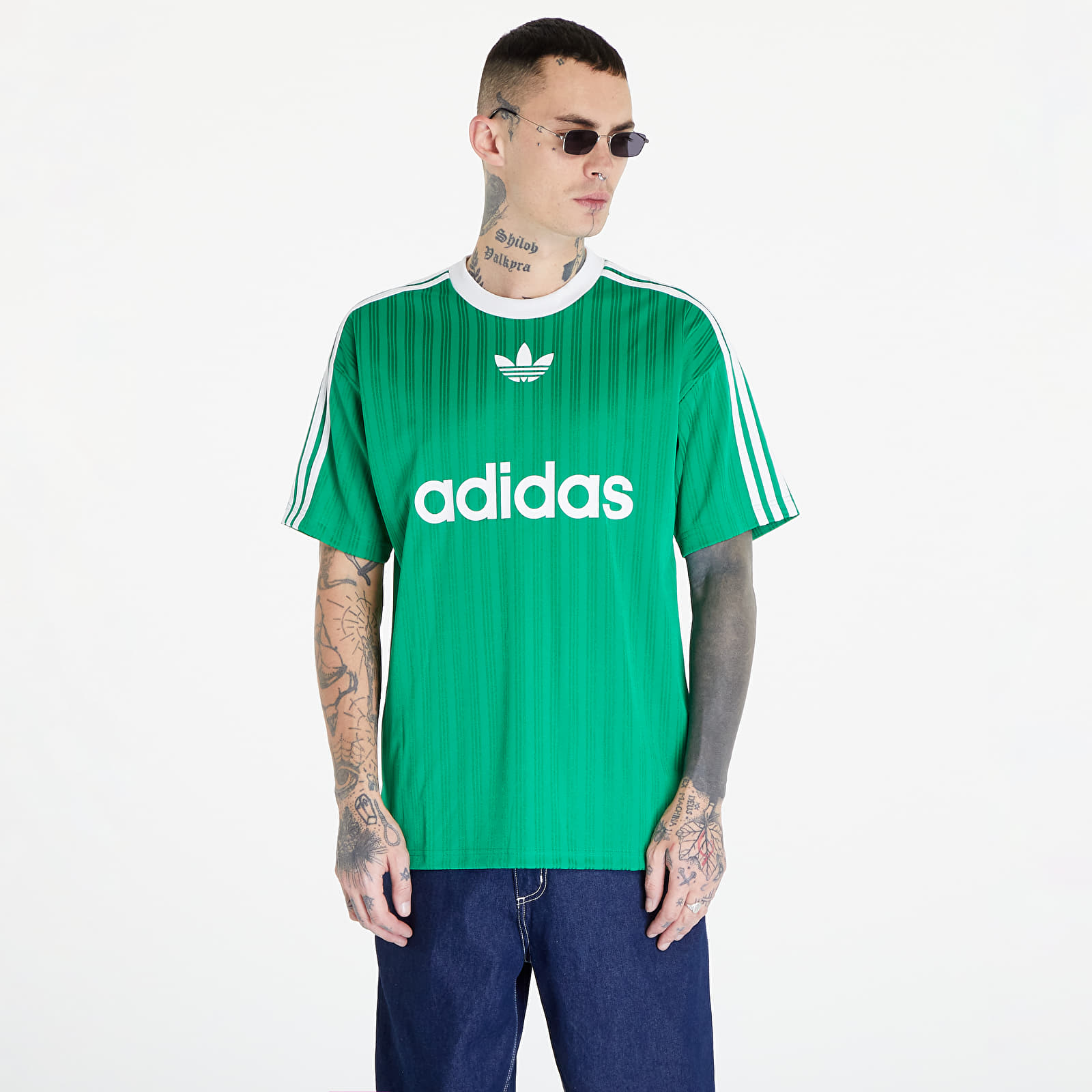 Levně adidas Adicolor Poly Short Sleeve Tee Green/ White