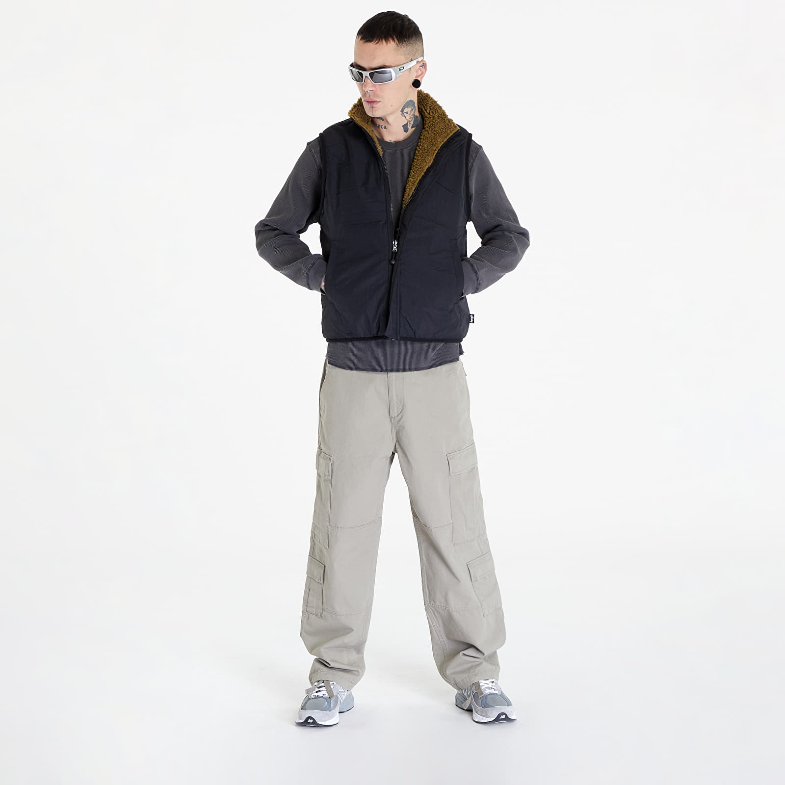 Vesty Stüssy Sherpa Reversible Vest UNISEX Olive