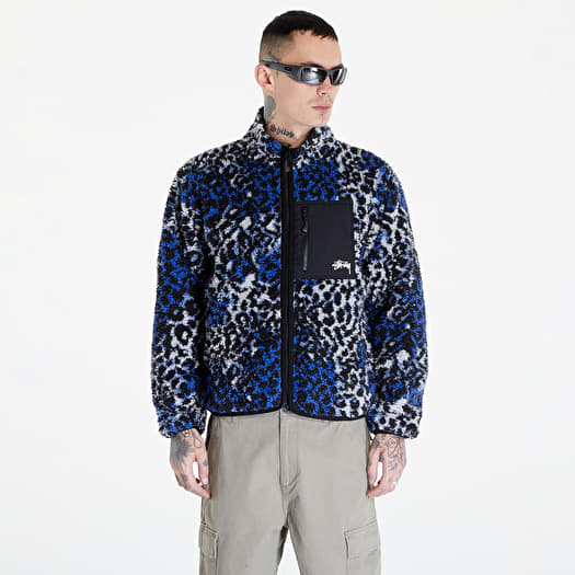 Stüssy Sherpa Reversible Jacket UNISEX Blue Leopard