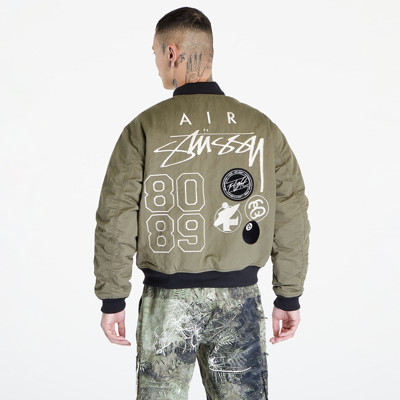 Blousons bomber Nike U NRG x Stüssy Reversible Jacket Medium Olive/ Bright Mandarin/ Sail