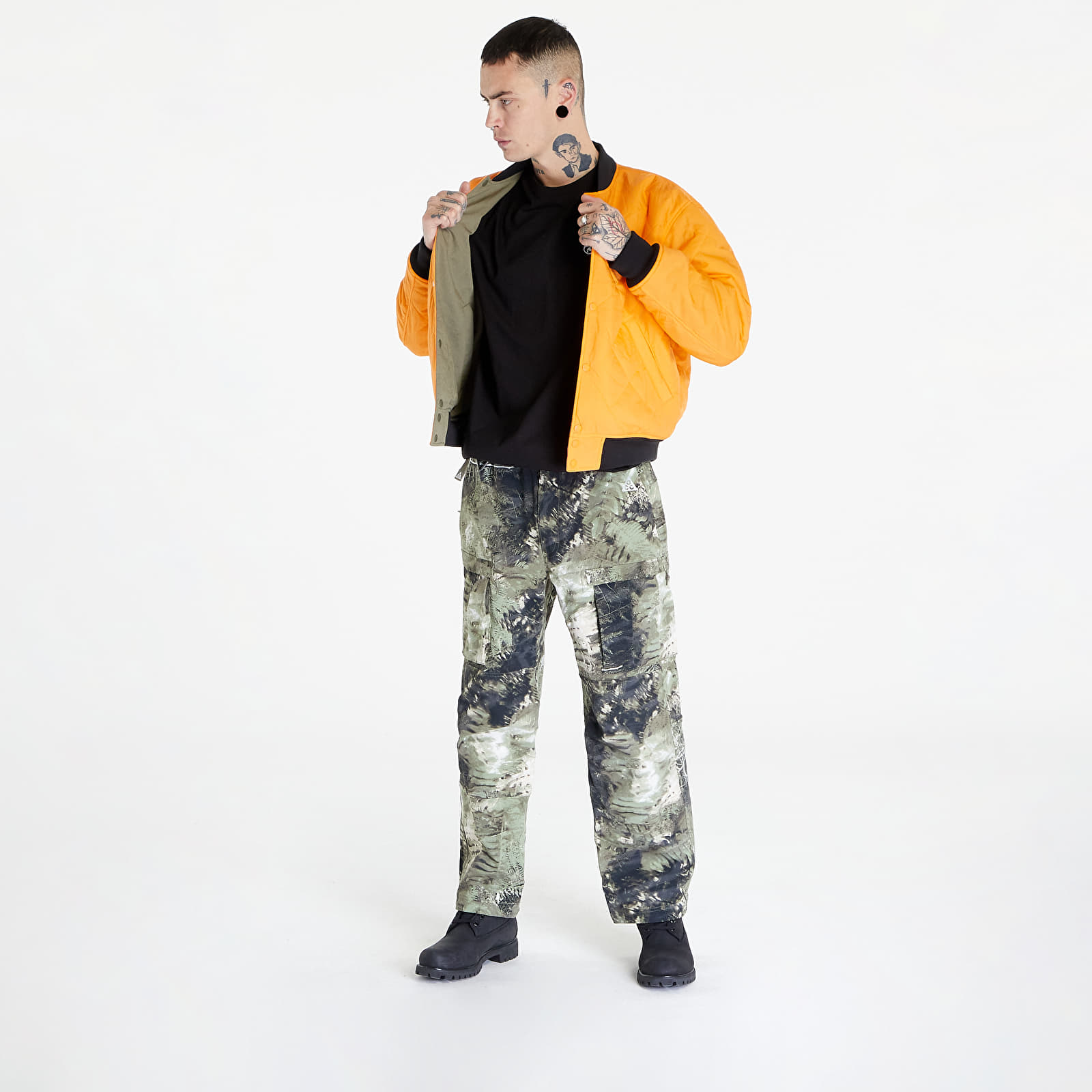 Blousons bomber Nike U NRG x Stüssy Reversible Jacket Medium Olive/ Bright Mandarin/ Sail