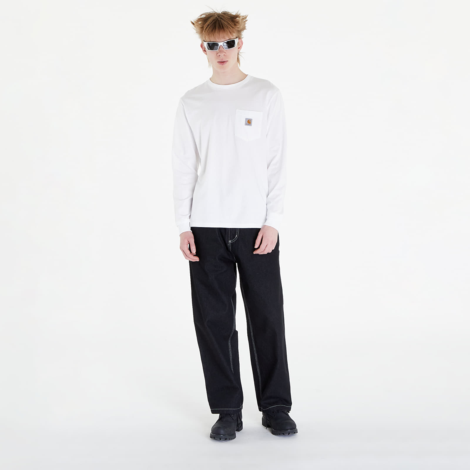 Koszulki Carhartt WIP Long Sleeve Pocket T-Shirt UNISEX White