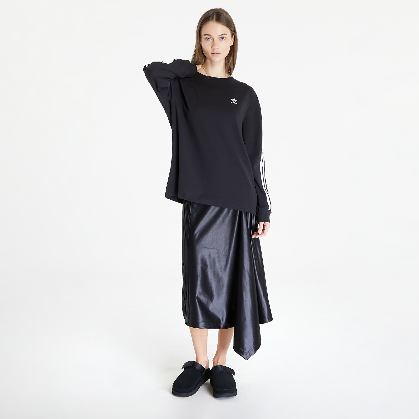 Majice T-shirt adidas 3 Stripes Longsleeve T-Shirt Black