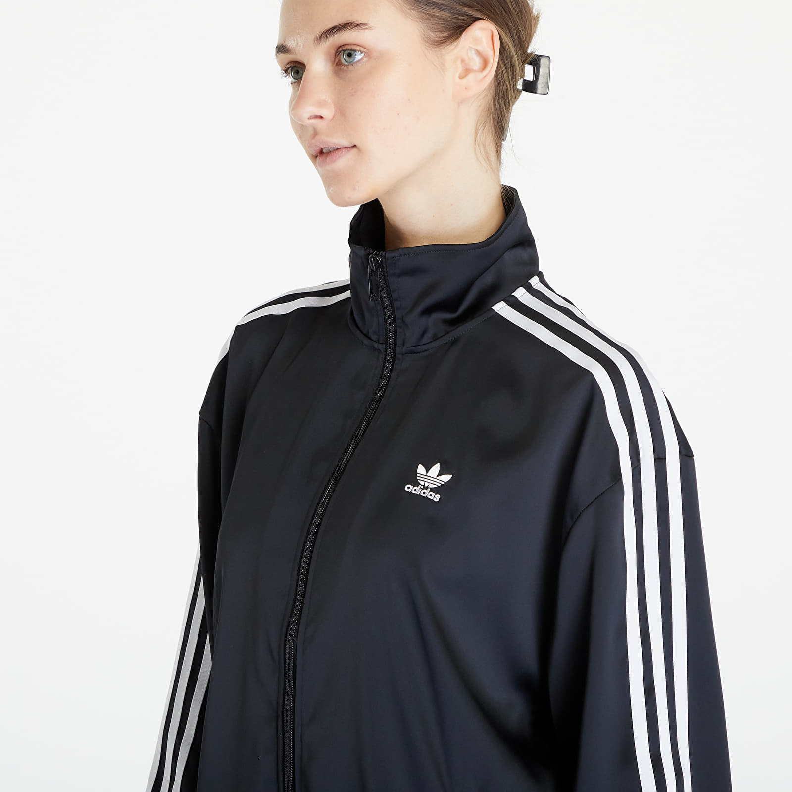 Kapucnis pulóverek és pulcsik adidas Loose Satin Track Top Black