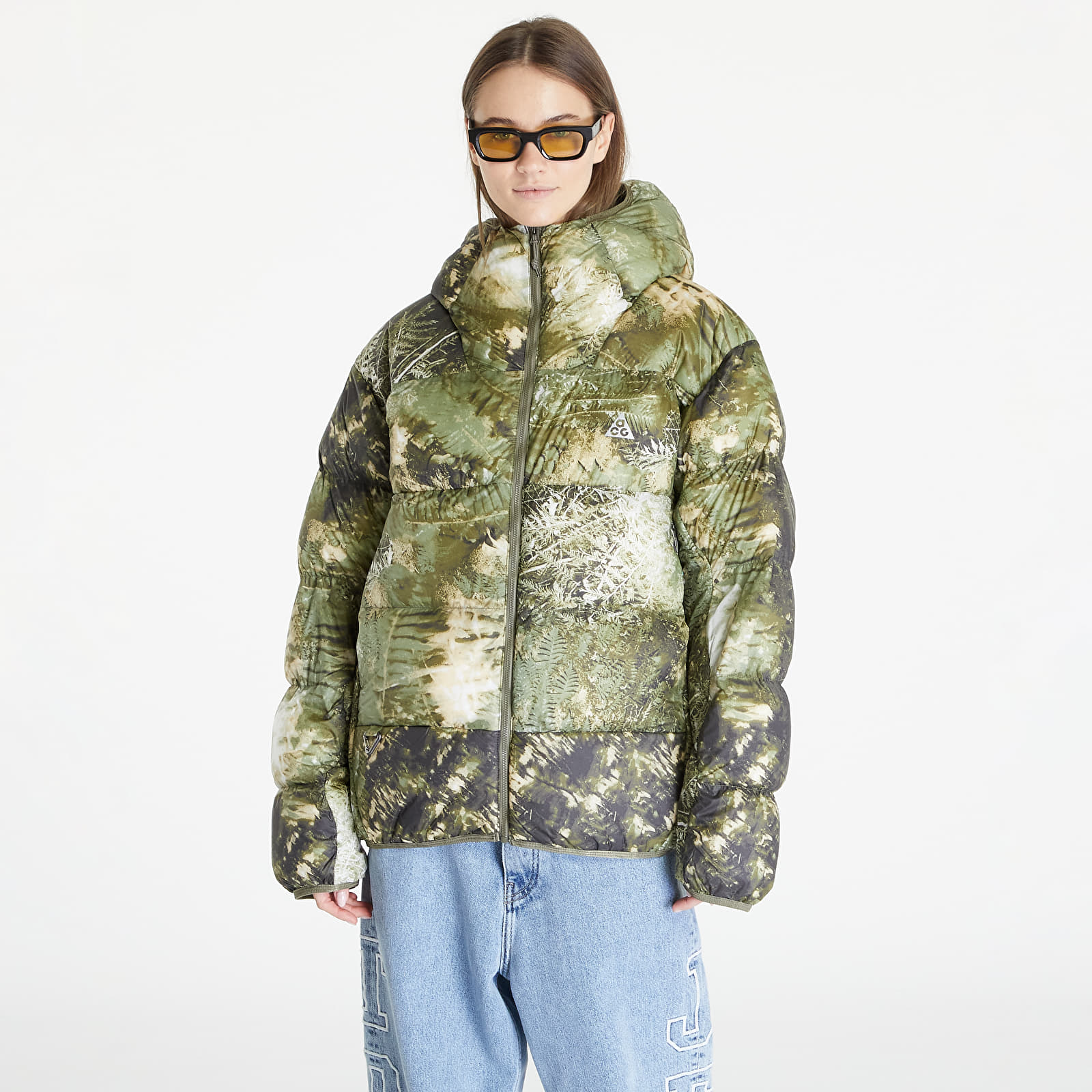 Jackor Nike ACG "Lunar Lake" Allover Print Puffer Jacket UNISEX Oil Green/ Medium Olive/ Reflective Silv