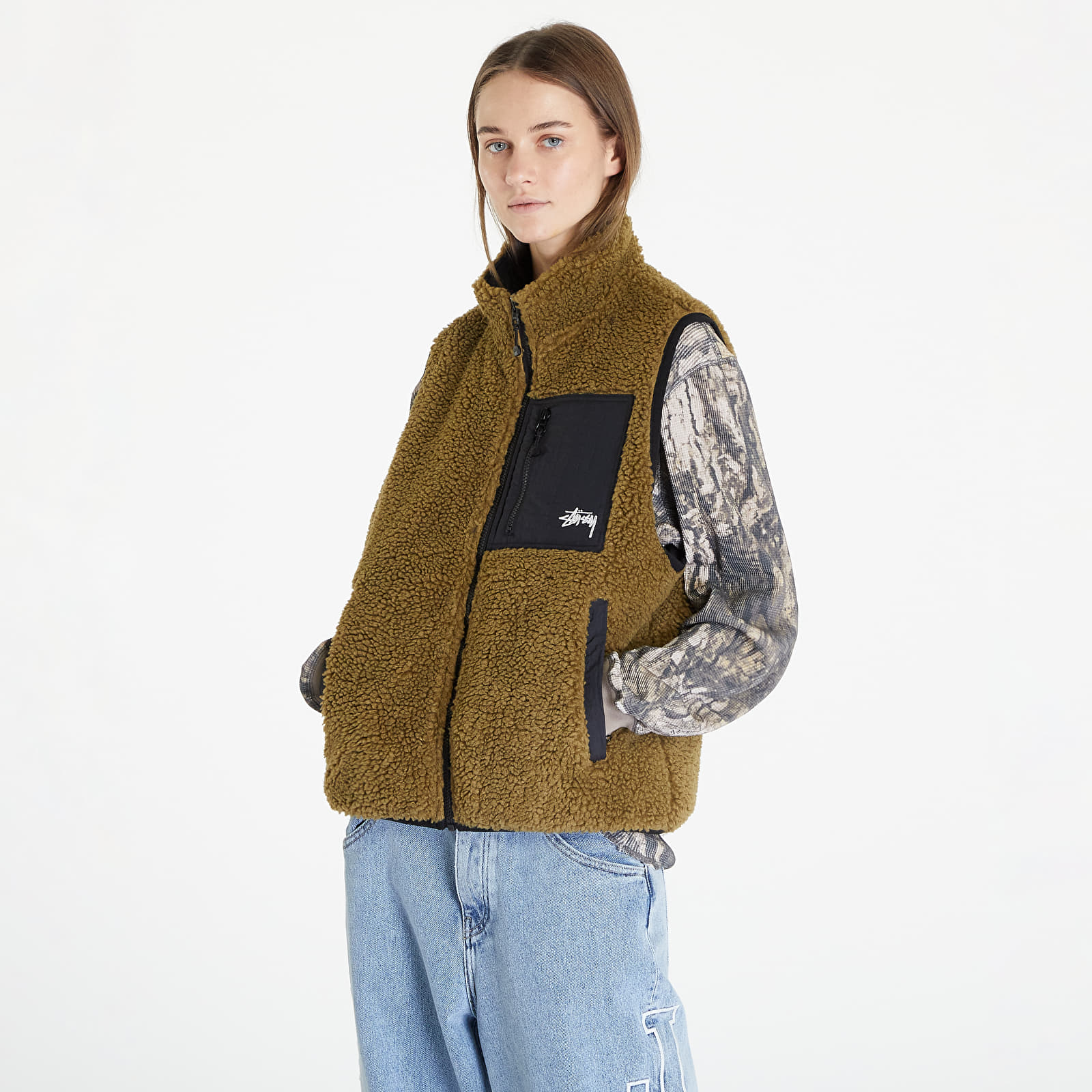 Vests Stüssy Sherpa Reversible Vest UNISEX Olive | Footshop