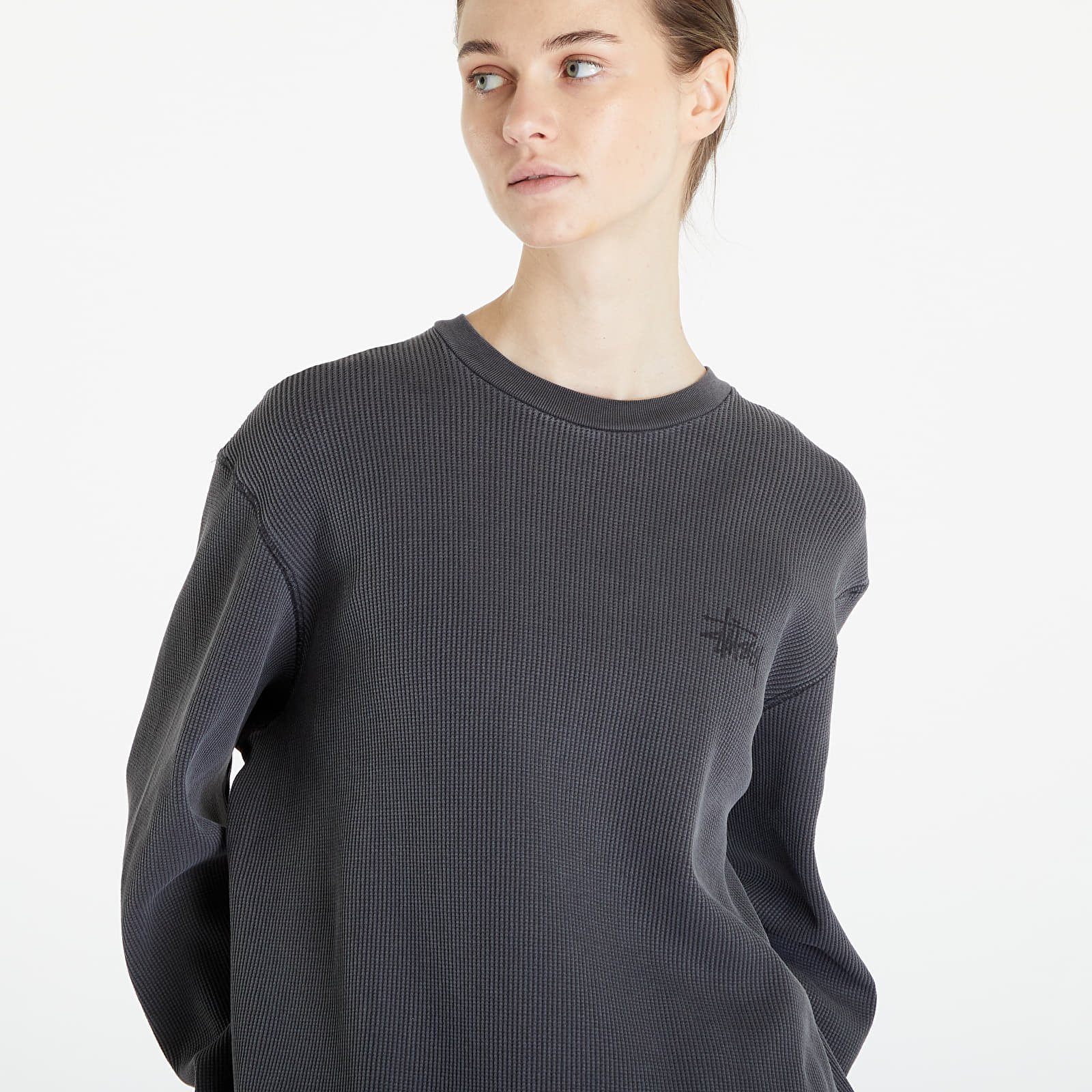 Camisetas Stüssy Basic Stock Long Sleeve Waffle-Knit UNISEX Washed Black