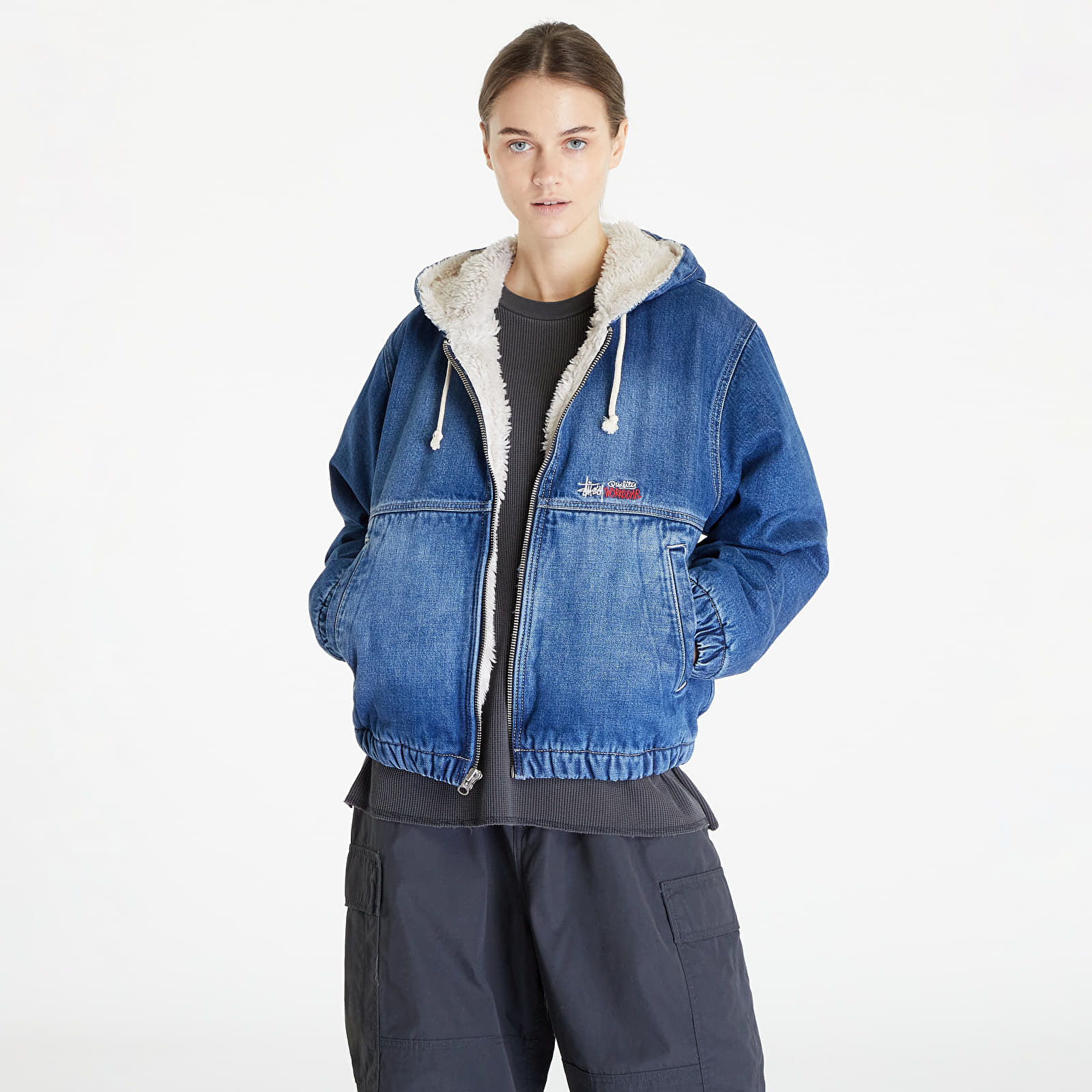 Bundy Stüssy Denim Sherpa Work Jacket UNISEX Washed Blue
