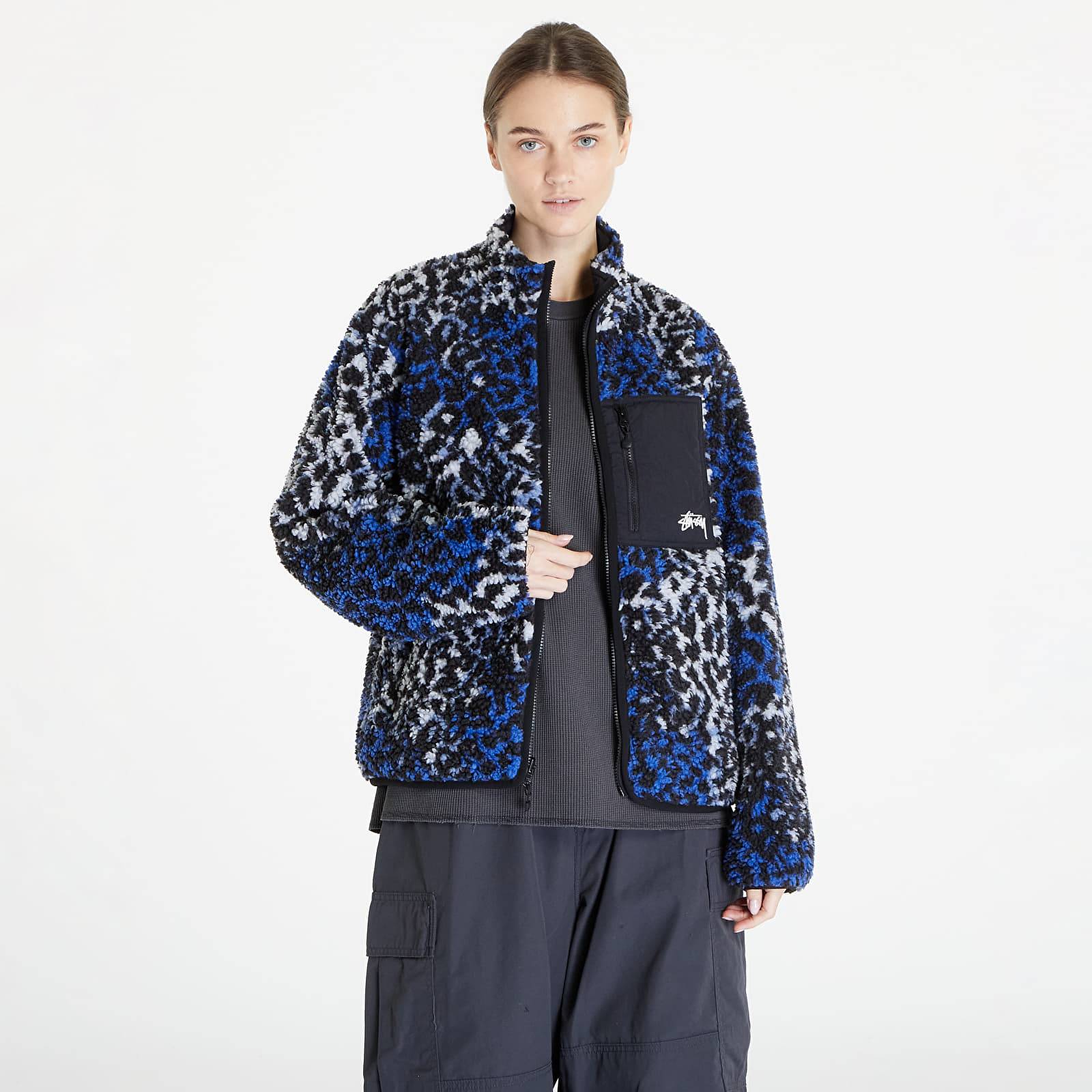 Jackets Stüssy Sherpa Reversible Jacket UNISEX Blue Leopard