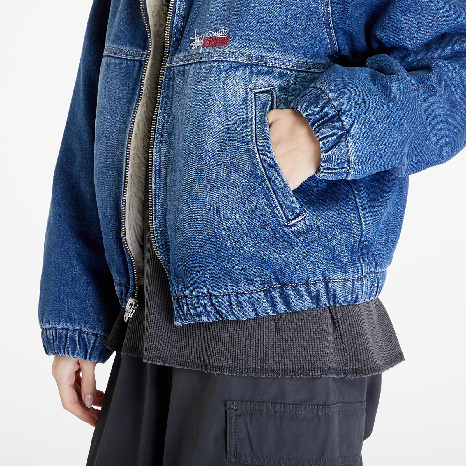 Bundy Stüssy Denim Sherpa Work Jacket UNISEX Washed Blue
