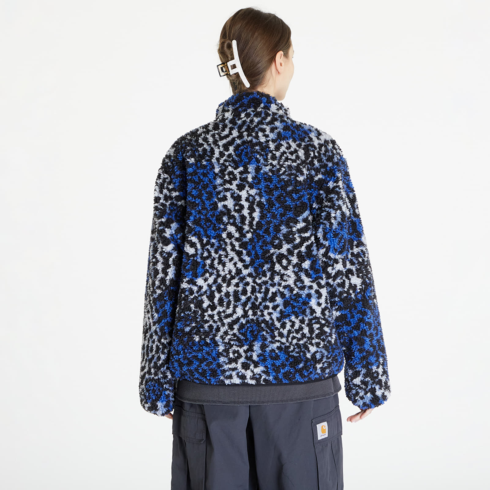 Jackets St ssy Sherpa Reversible Jacket UNISEX Blue Leopard Footshop