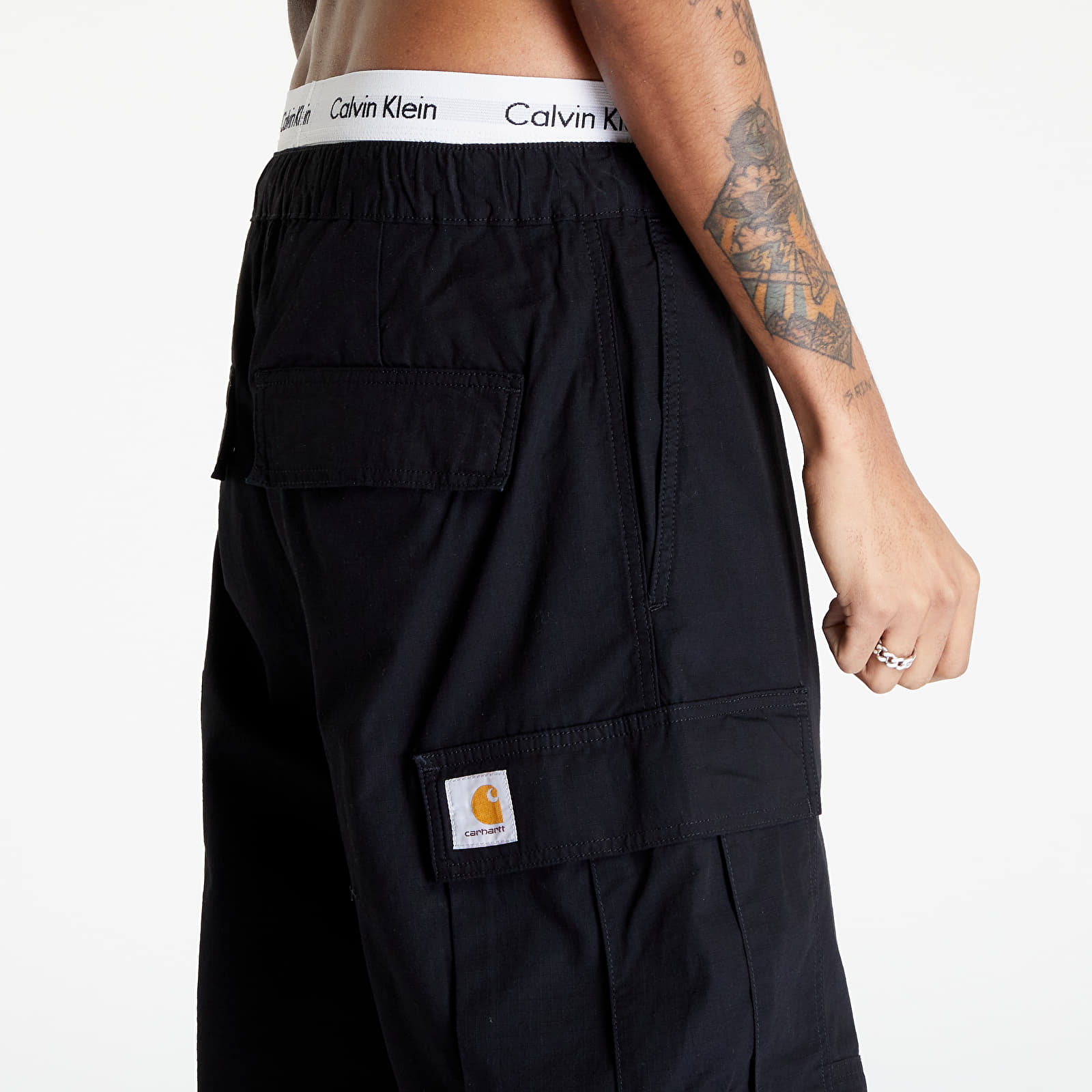 Pantaloni și blugi Carhartt WIP Jet Cargo Pant Black Rinsed