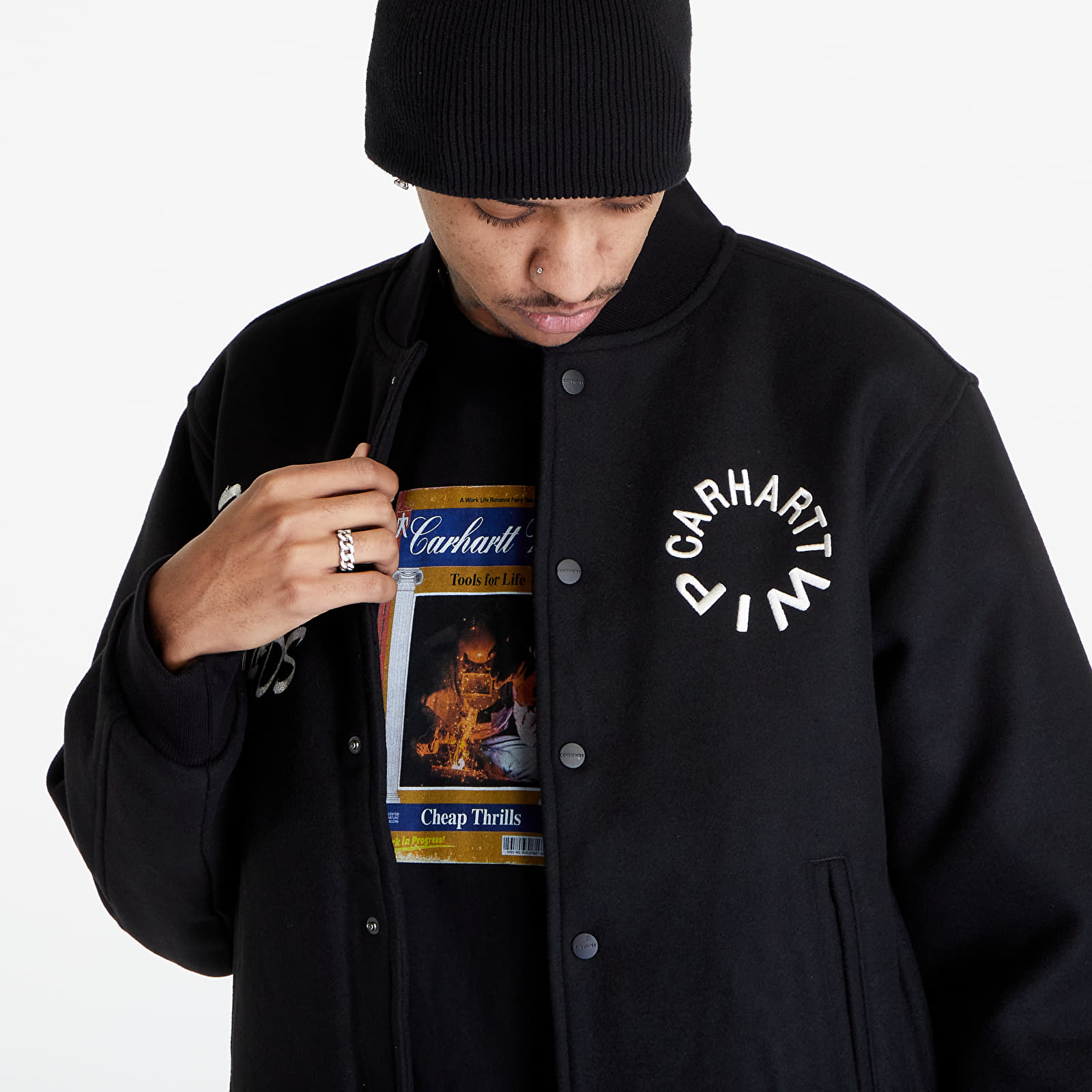 Bombery Carhartt WIP Work Varsity Bomber UNISEX Black