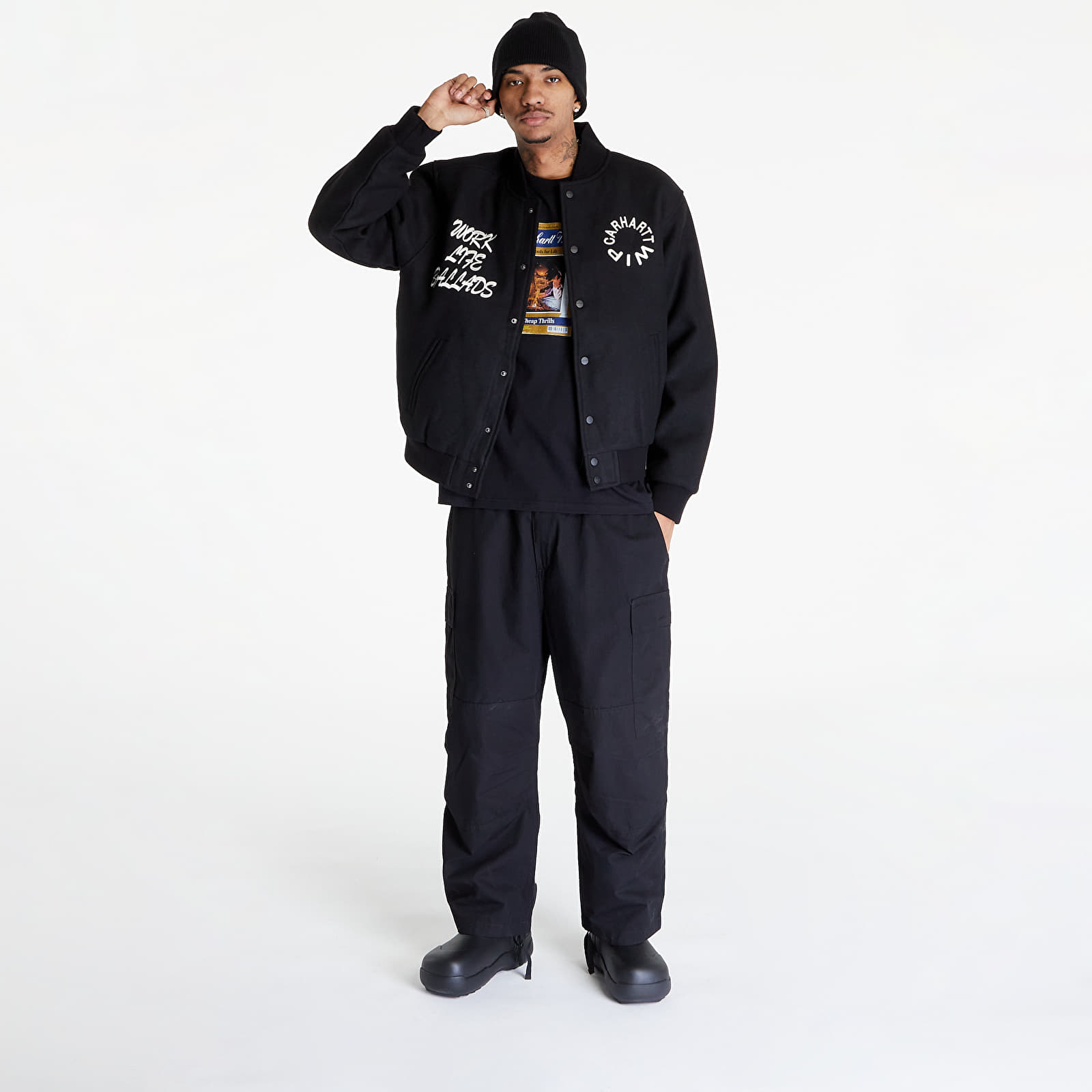 Bombery Carhartt WIP Work Varsity Bomber UNISEX Black