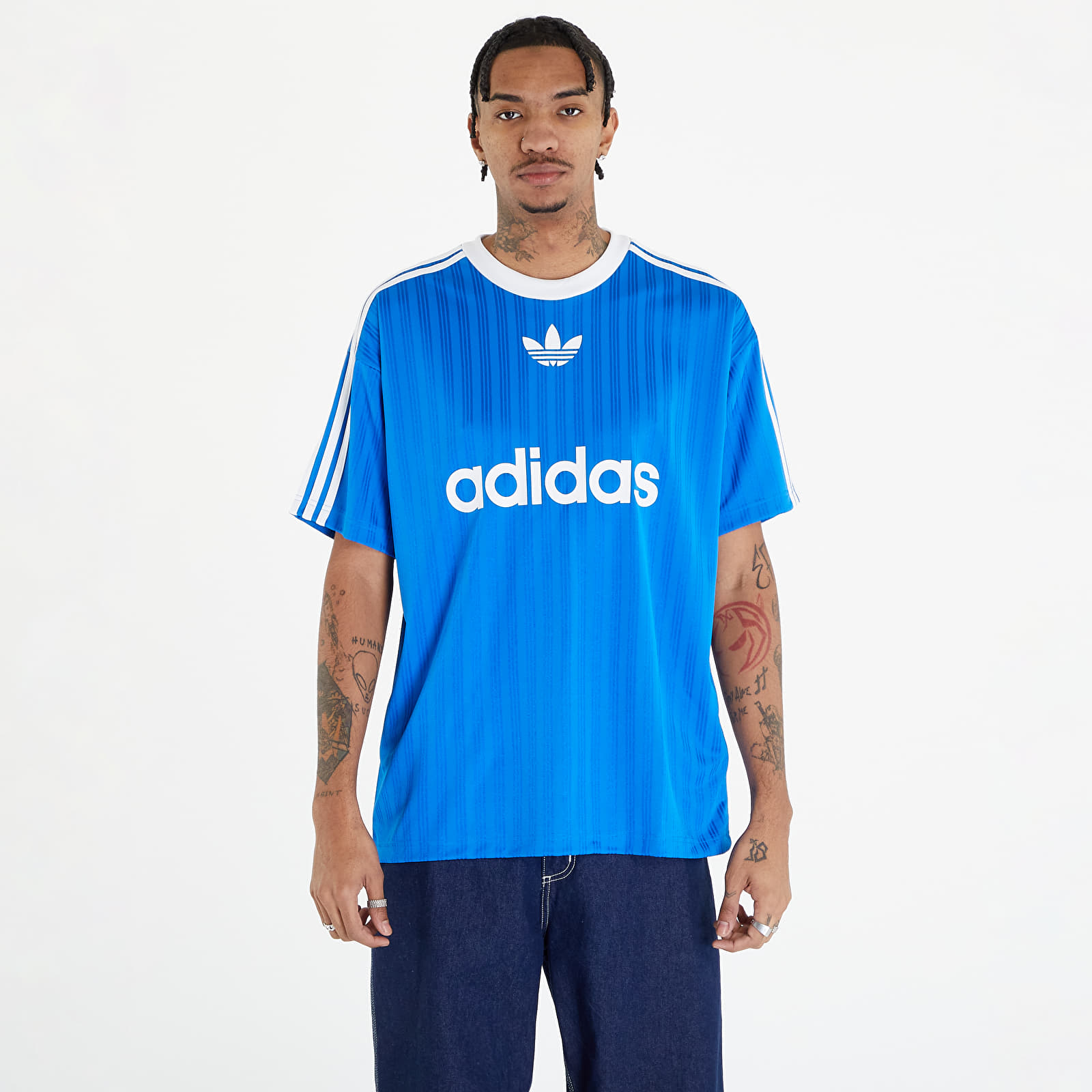 Levně adidas Adicolor Poly Short Sleeve Tee Blue Bird/ White