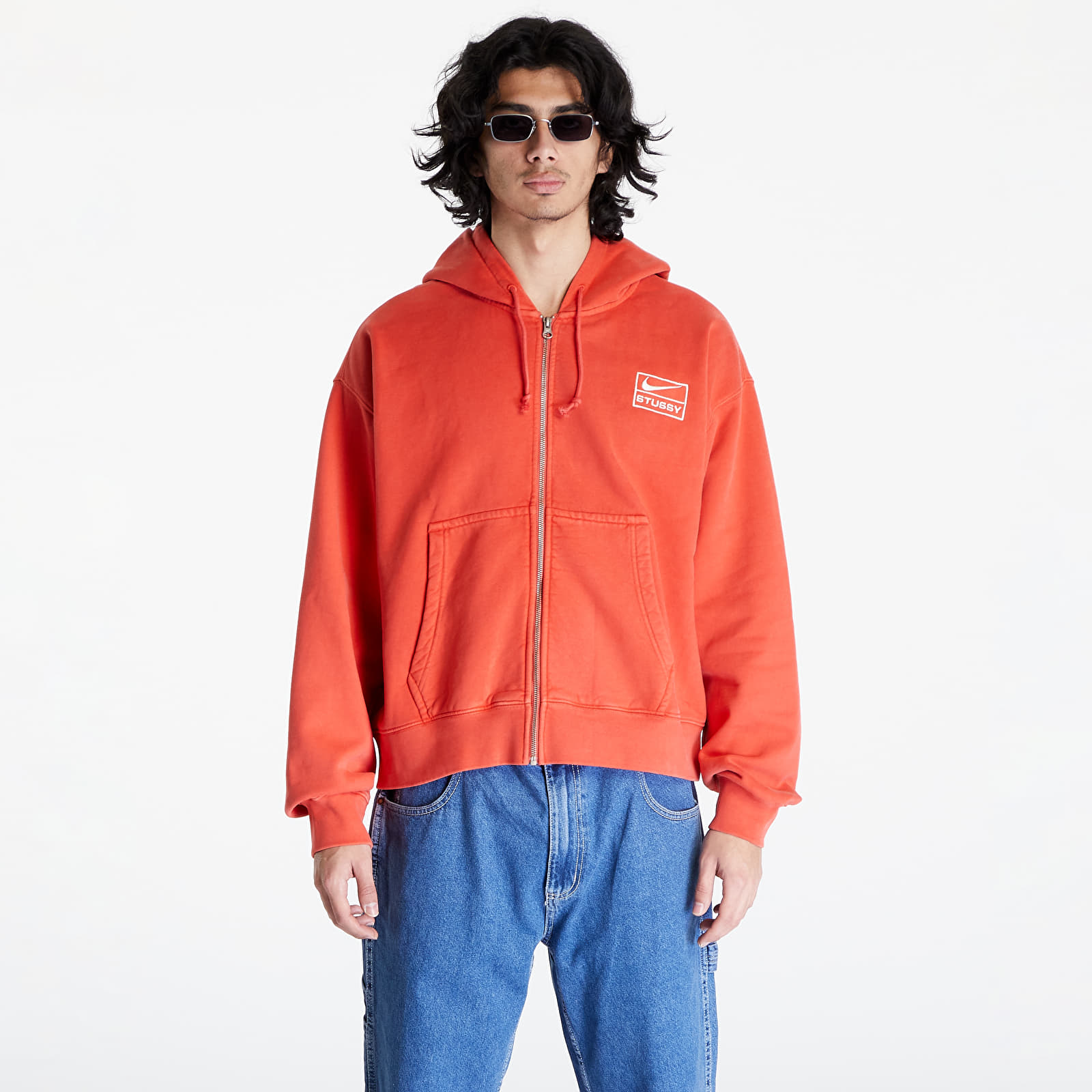 Nike U NRG x Stüssy Full-Zip Fleece Hoodie Habanero Red/ Natural