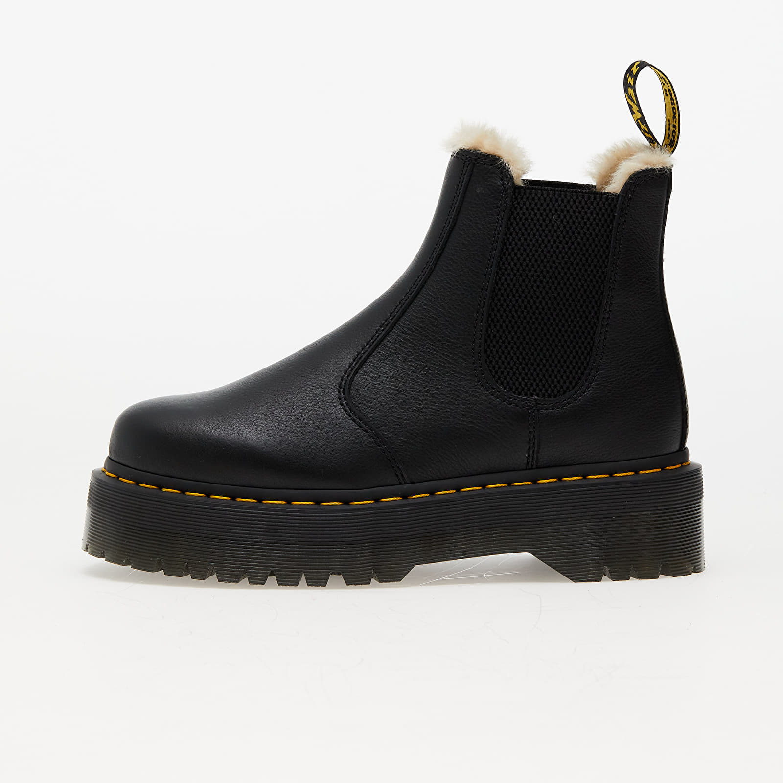Herren Sneaker und Schuhe Dr. Martens 2976 Quad Fur Lined Platform Chelsea Boots Black Pisa