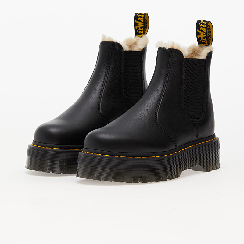 Dr. Martens ブラックプラットフォームブーツ Dr. Martens 2976 Quad Fur Lined Platform Chelsea Boots Black Pisa