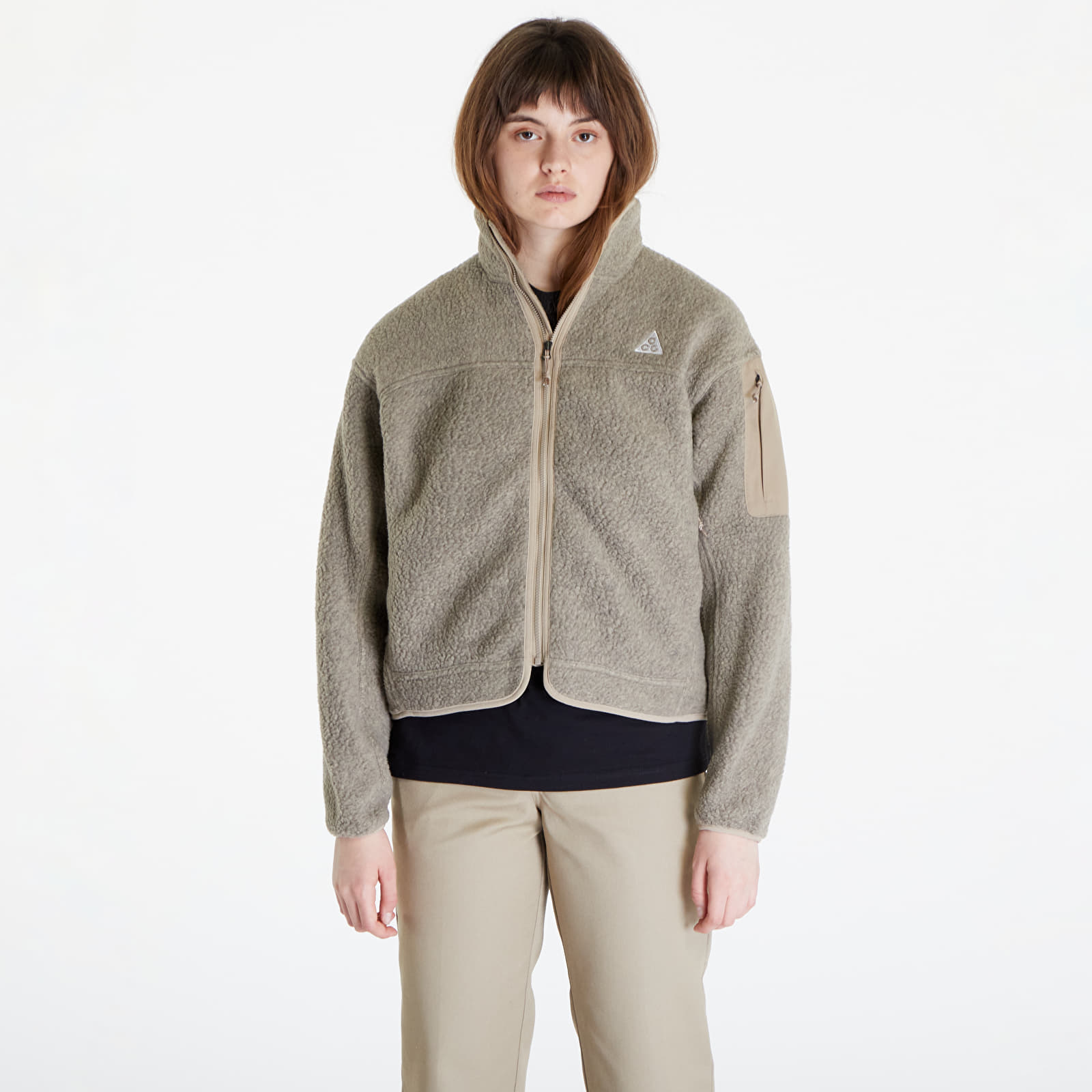 Nike - acg "arctic wolf" polartec oversized fleece full-zip jacket khaki/ summit white