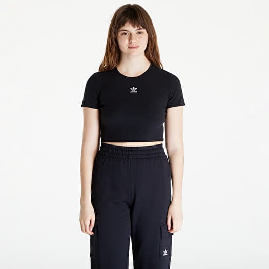 Adidas cropped sale tee black