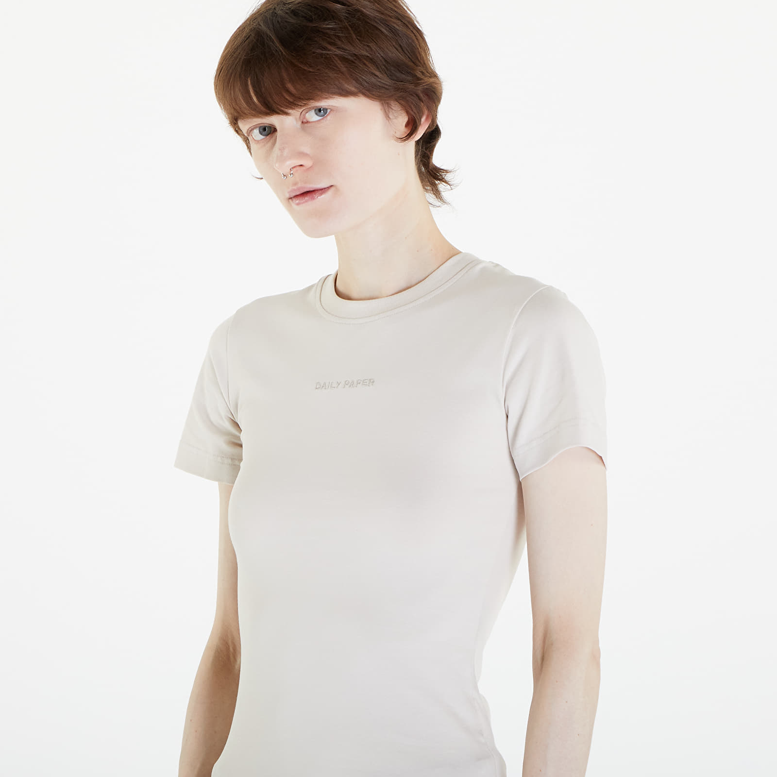 Trička Daily Paper Logotype Women Fitted Short Sleeve T-Shirt Moonstruck Beige