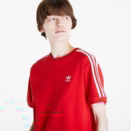 Red adidas 3 stripe shirt online
