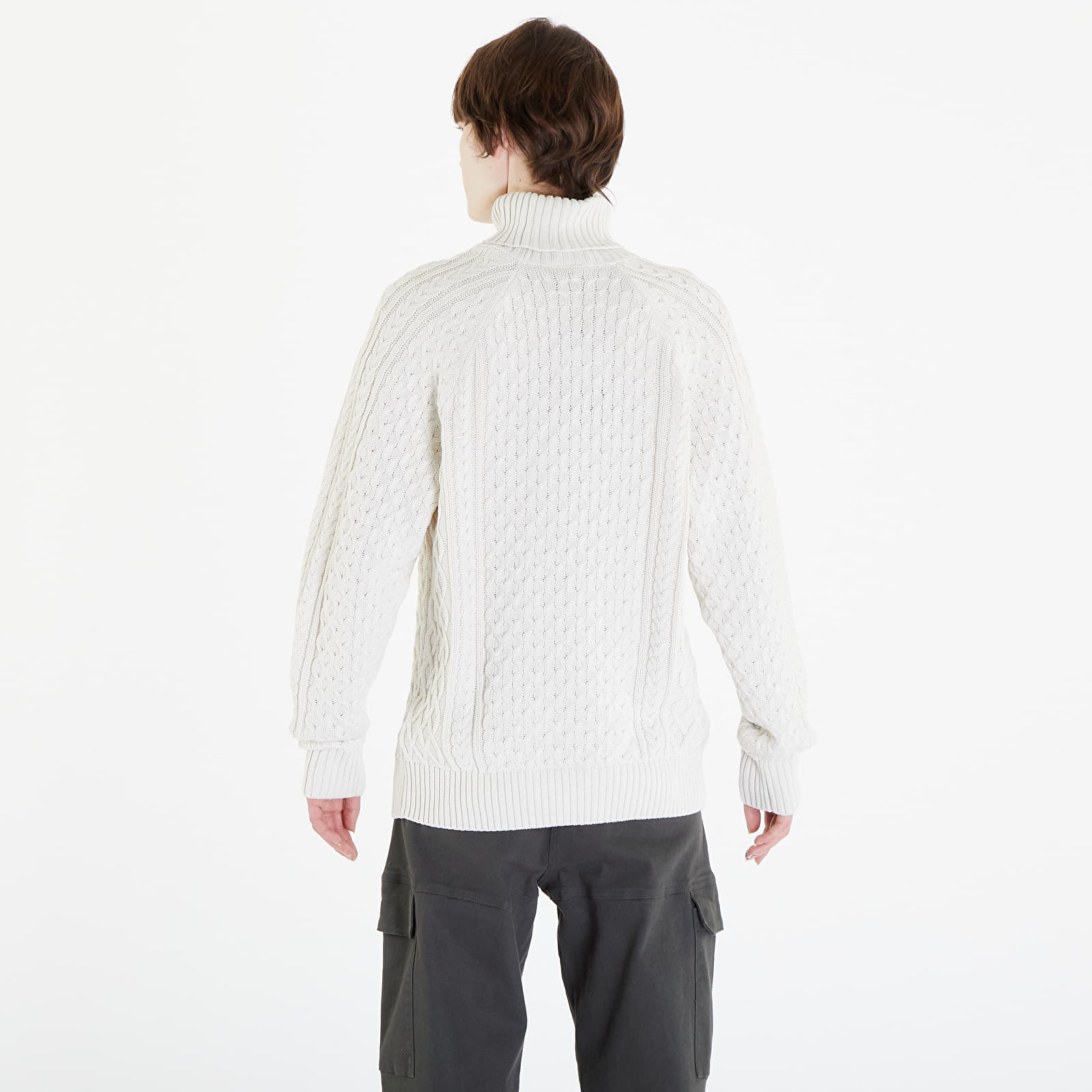 Pullover Nike Life Men's Cable Knit Turtleneck Sweater Light Bone