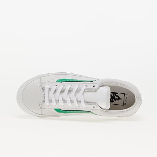 Vans old skool white with green stripe top
