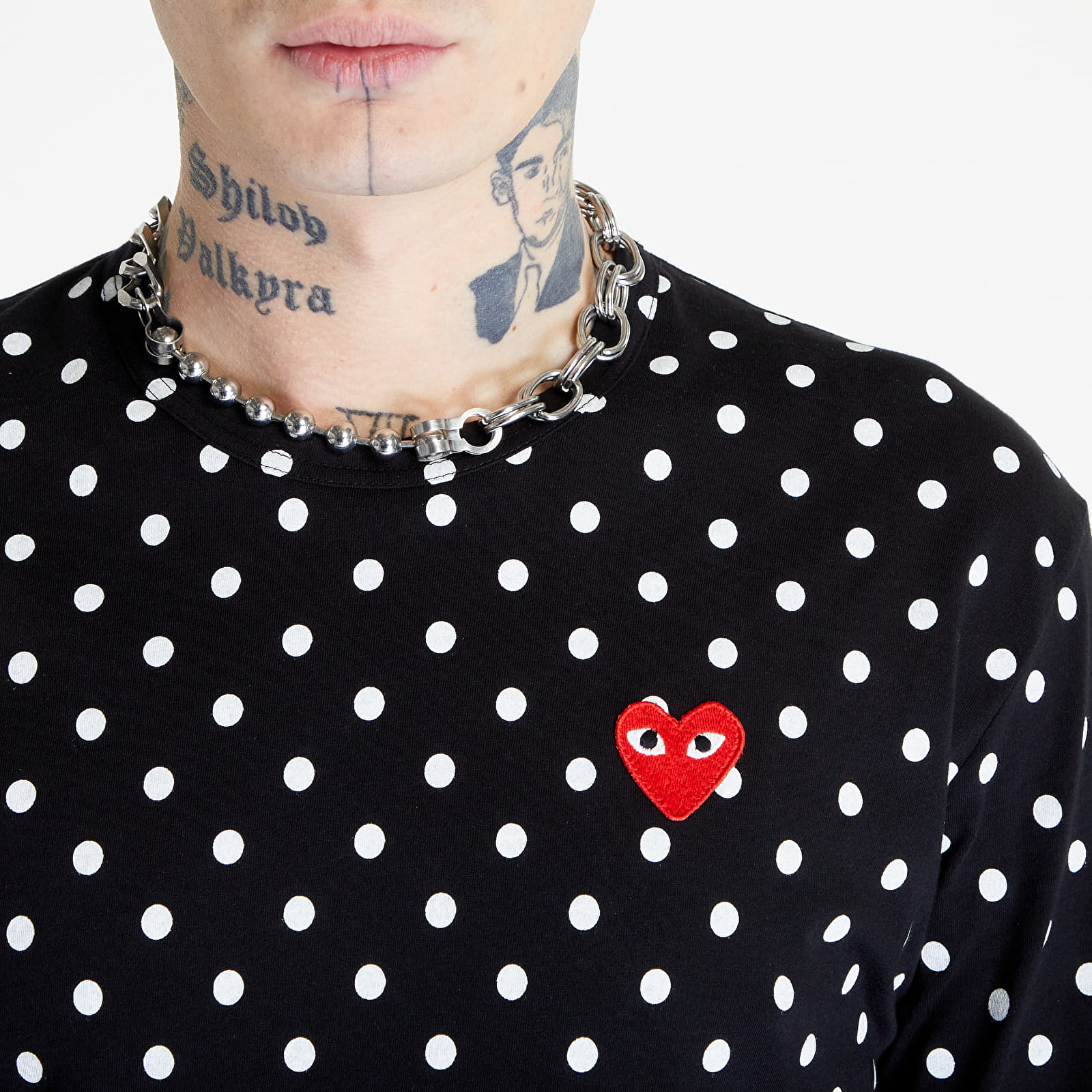 Tričká Comme des Garçons PLAY Heart Logo Long Sleeve Tee UNISEX Black