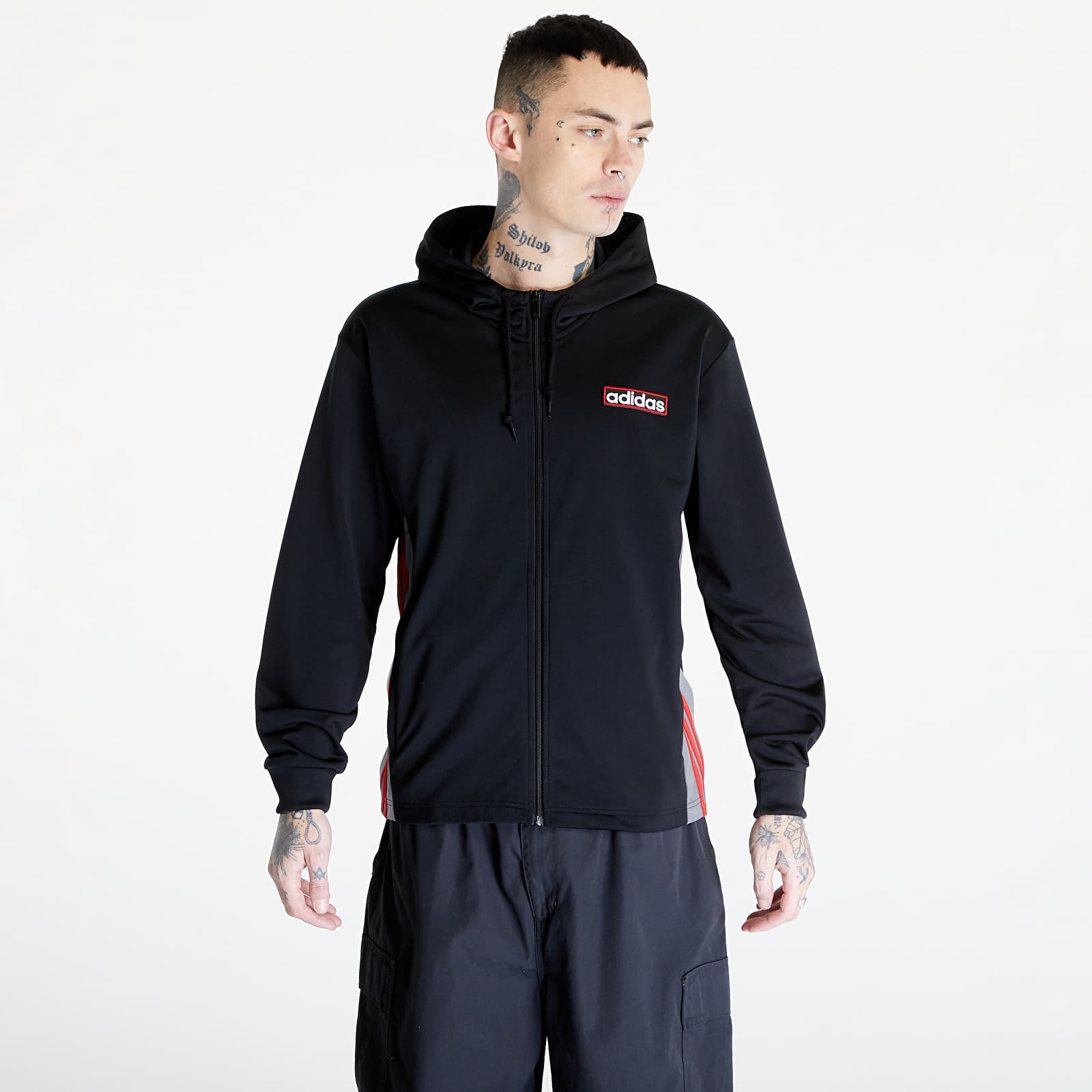 Grey adidas zip hoodie top