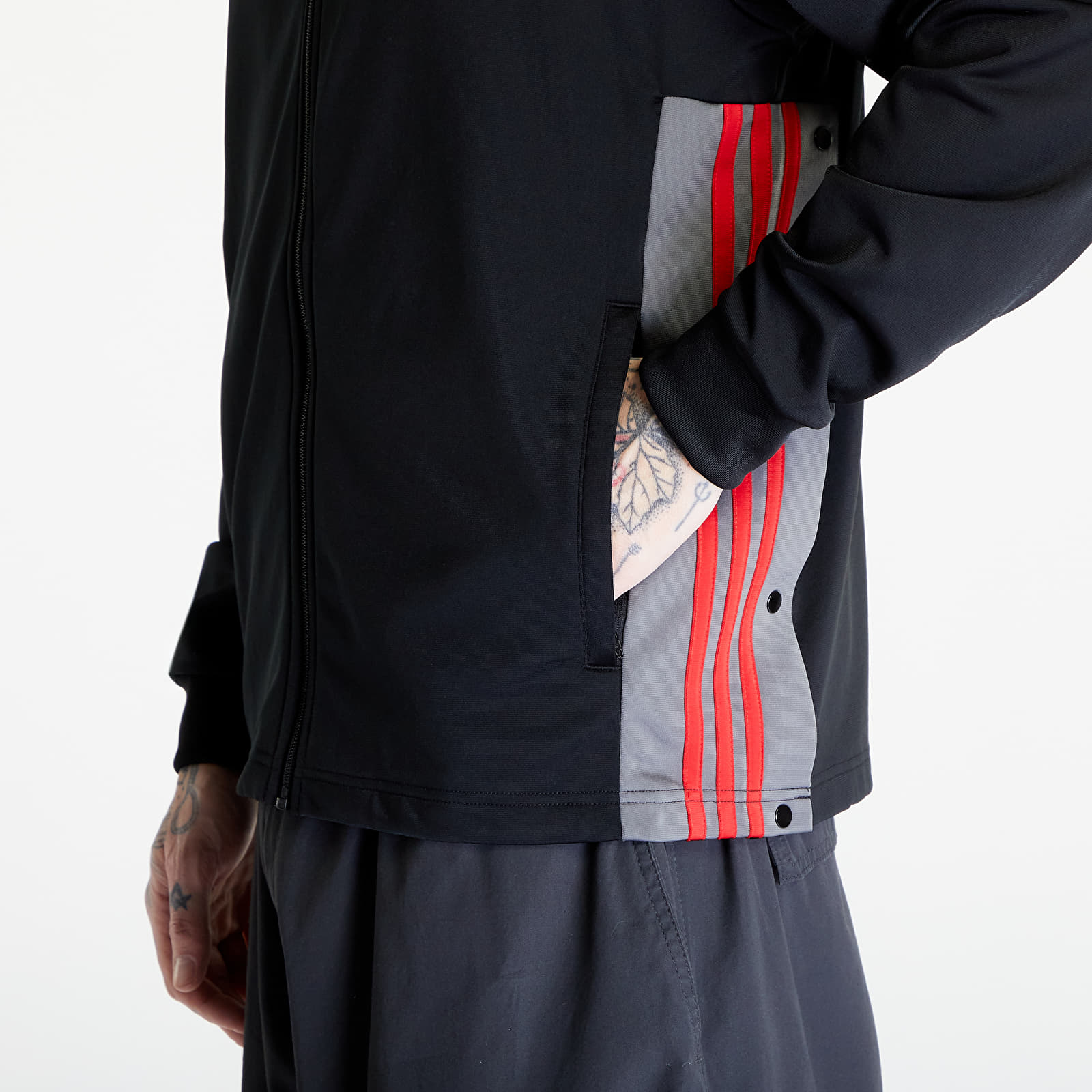 Sudaderas adidas Adicolor Adibreak Full-Zip Hoodie Black / Better Scarlet / Grey Four