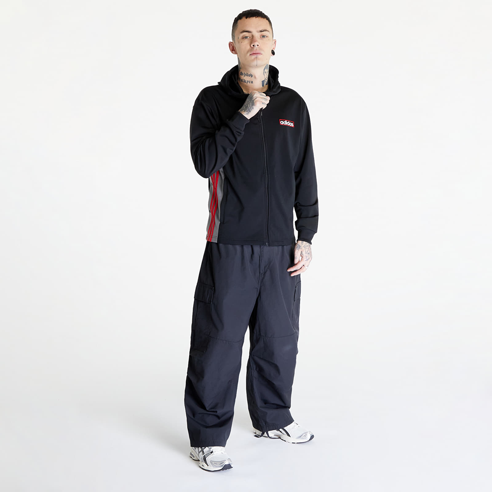 Sudaderas adidas Adicolor Adibreak Full-Zip Hoodie Black / Better Scarlet / Grey Four