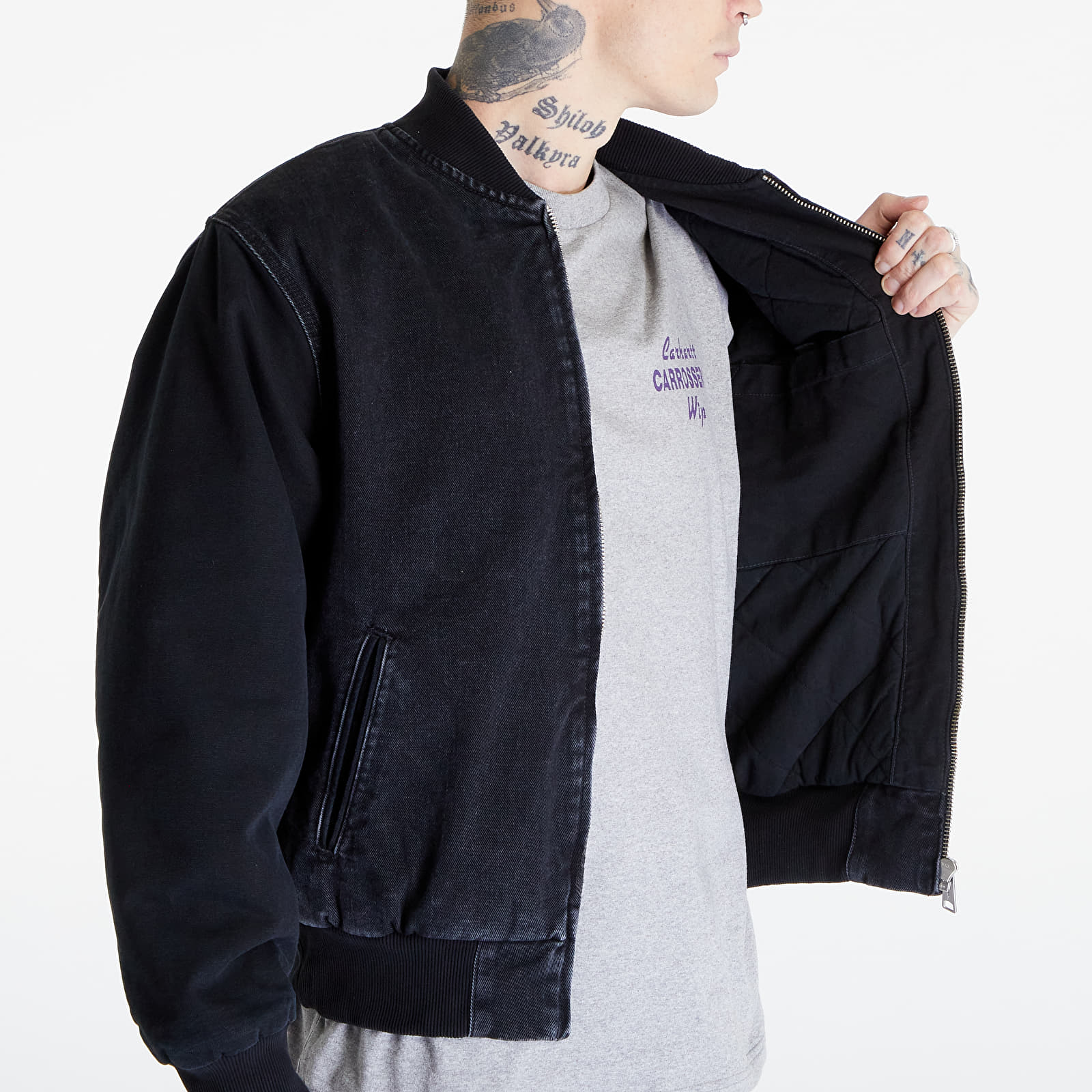 Bomber Jackets Carhartt WIP Paxon Bomber Jacket UNISEX Black Black Stone Washed Footshop