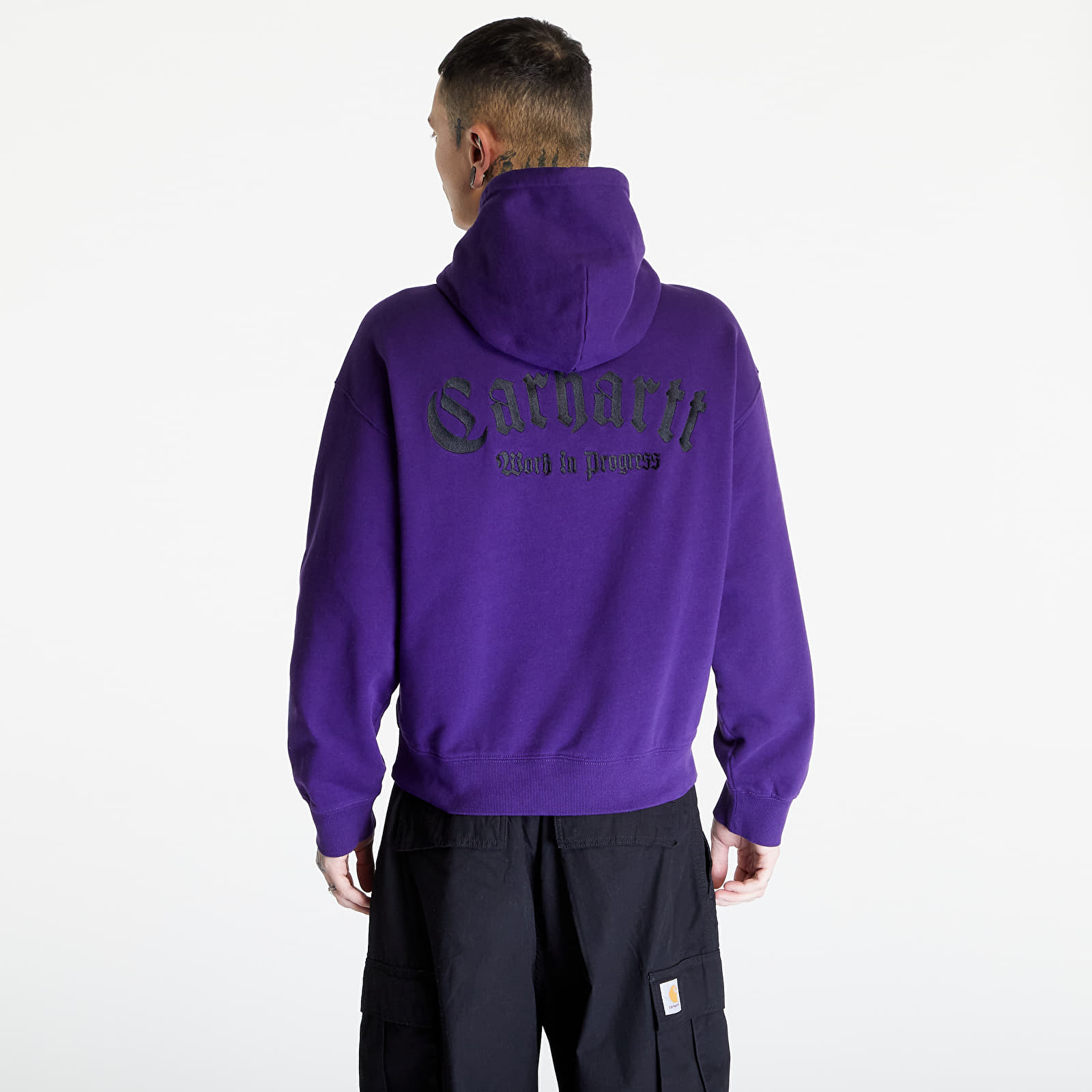 Džemperiai su gobtuvais ir džemperiai Carhartt WIP Hooded Onyx Script Sweat UNISEX Tyrian/ Black