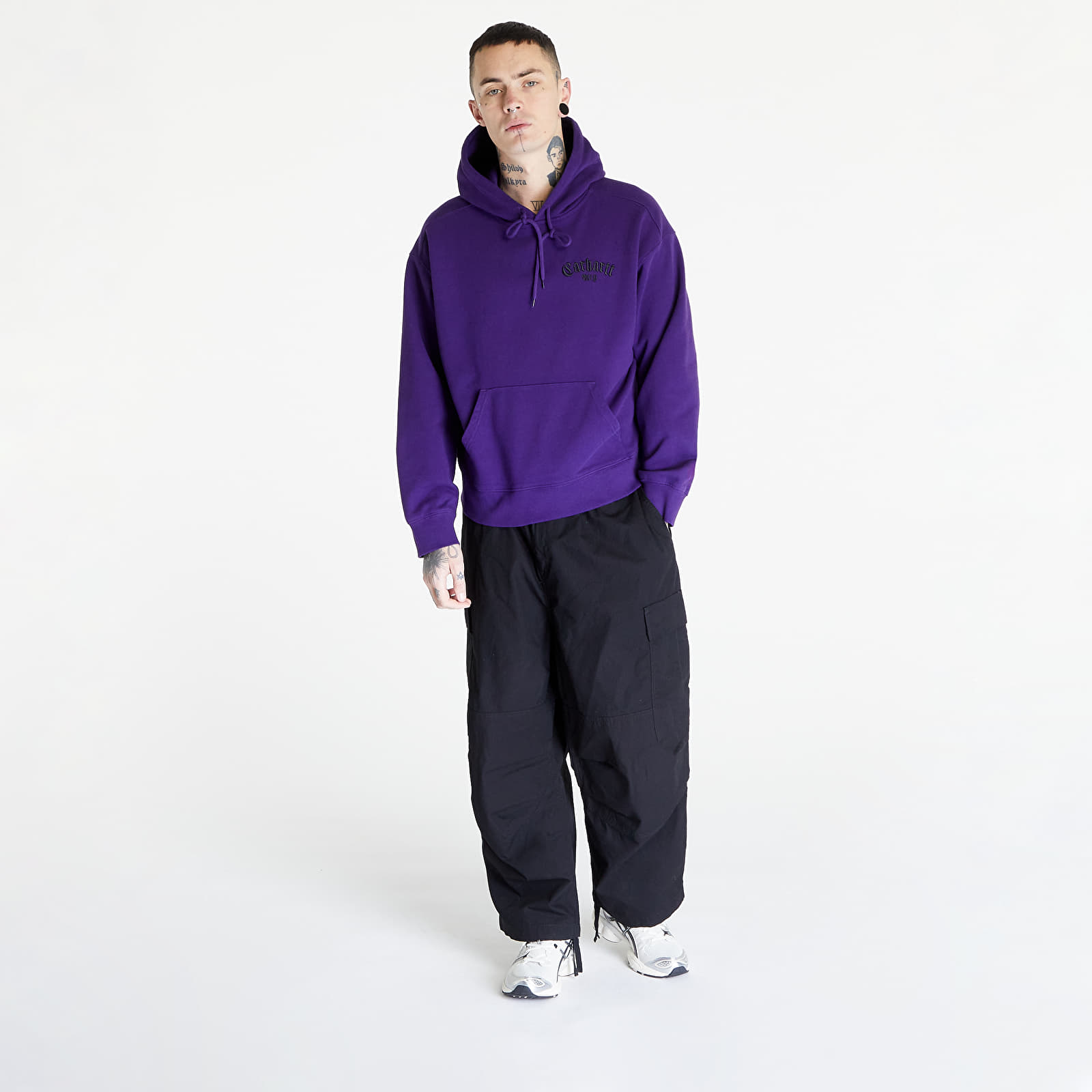 Džemperiai su gobtuvais ir džemperiai Carhartt WIP Hooded Onyx Script Sweat UNISEX Tyrian/ Black