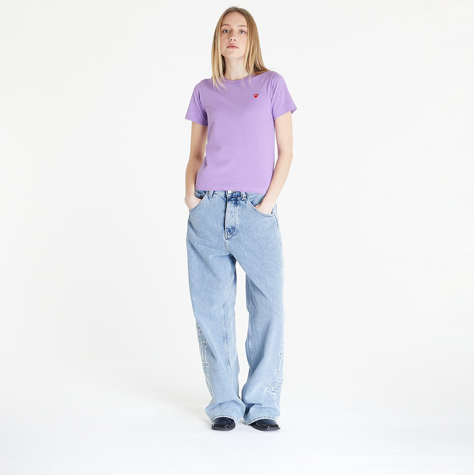 T-Shirts Comme des Garçons PLAY Heart Logo Short Sleeve Tee Lavender