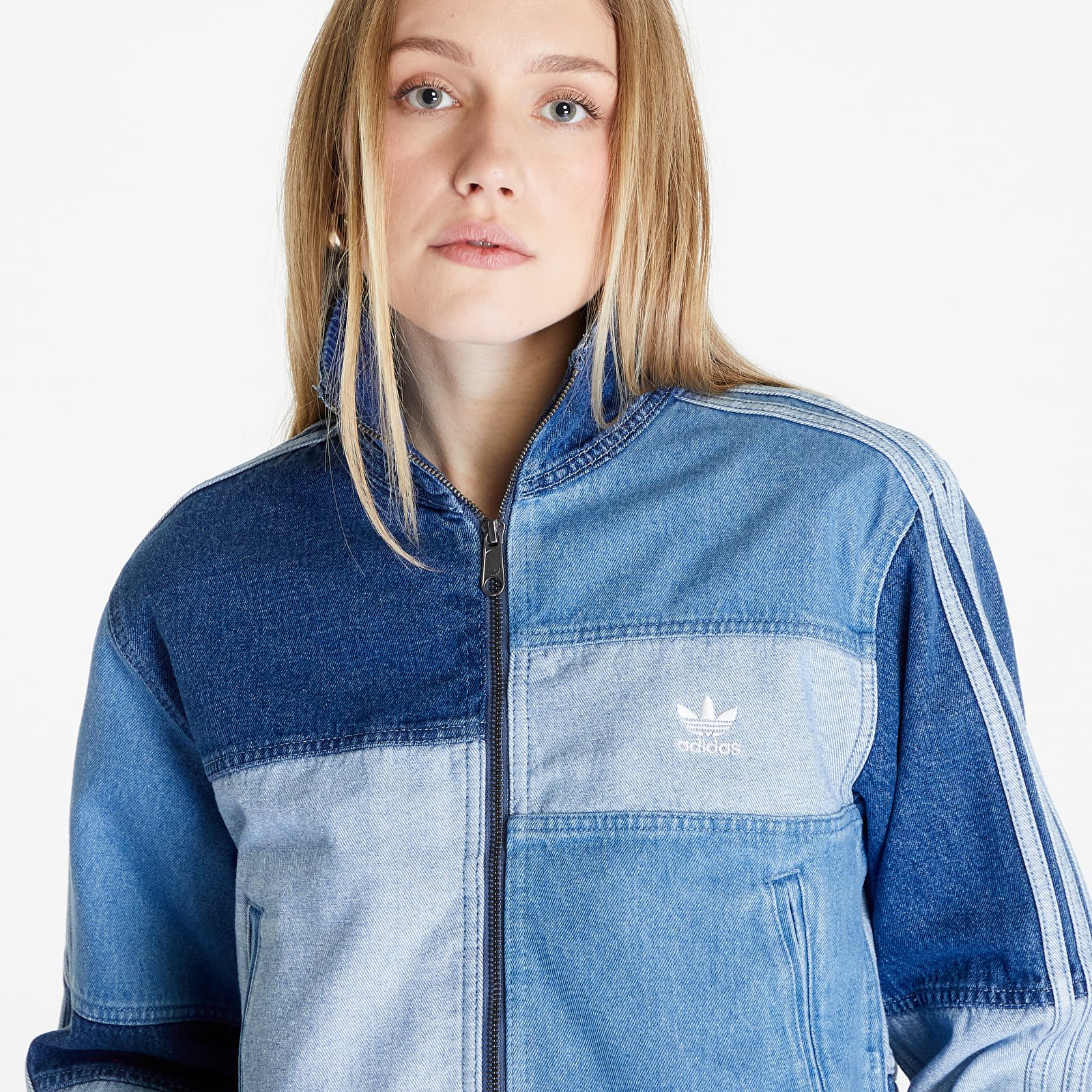 Kapucnis pulóverek és pulcsik adidas x KSENIASCHNAIDER Denim Patchwork Track Top Blue Denim
