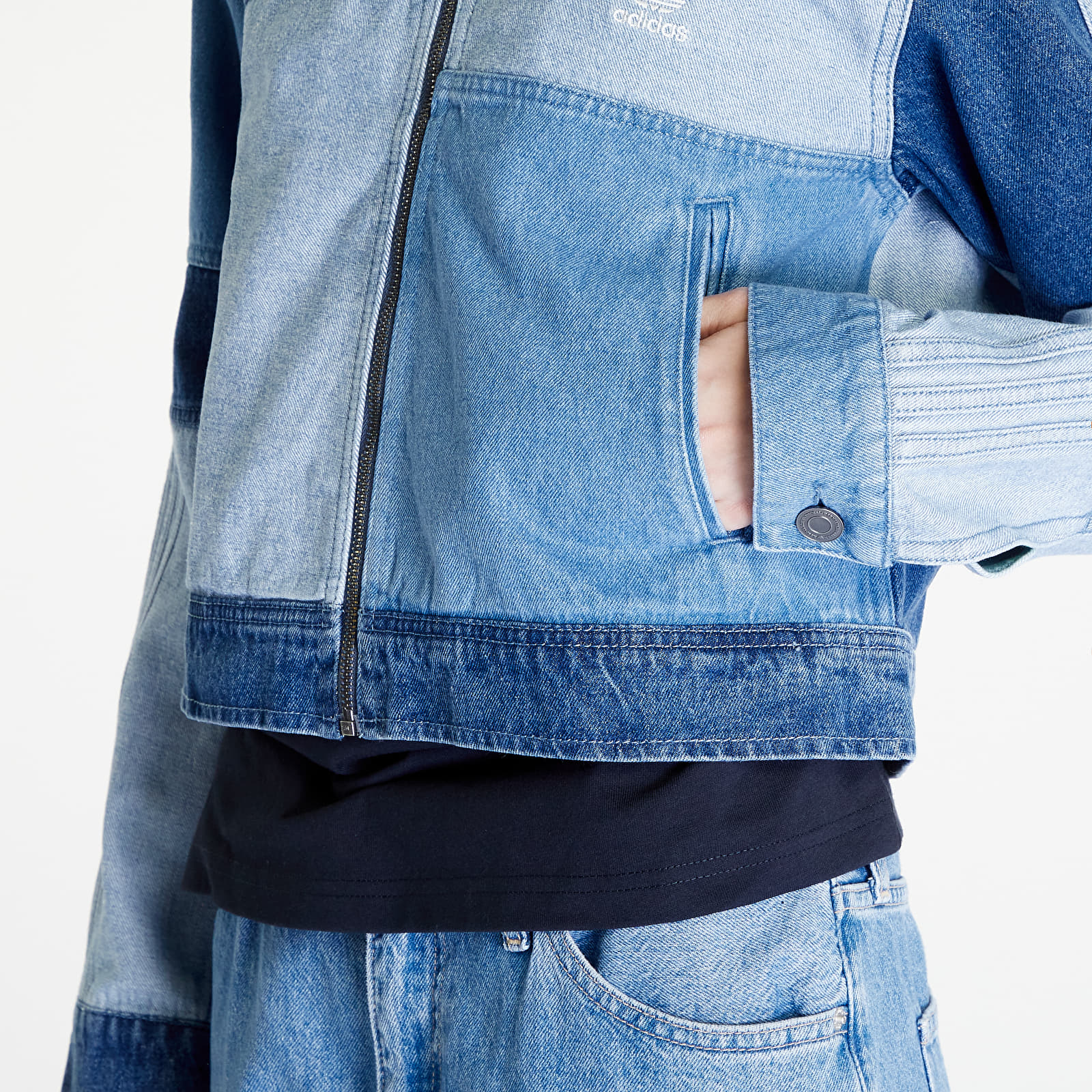 Kapucnis pulóverek és pulcsik adidas x KSENIASCHNAIDER Denim Patchwork Track Top Blue Denim