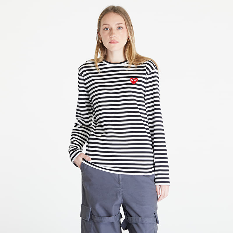 Póló Comme des Garçons PLAY Long Sleeve Tee UNISEX Black/ White