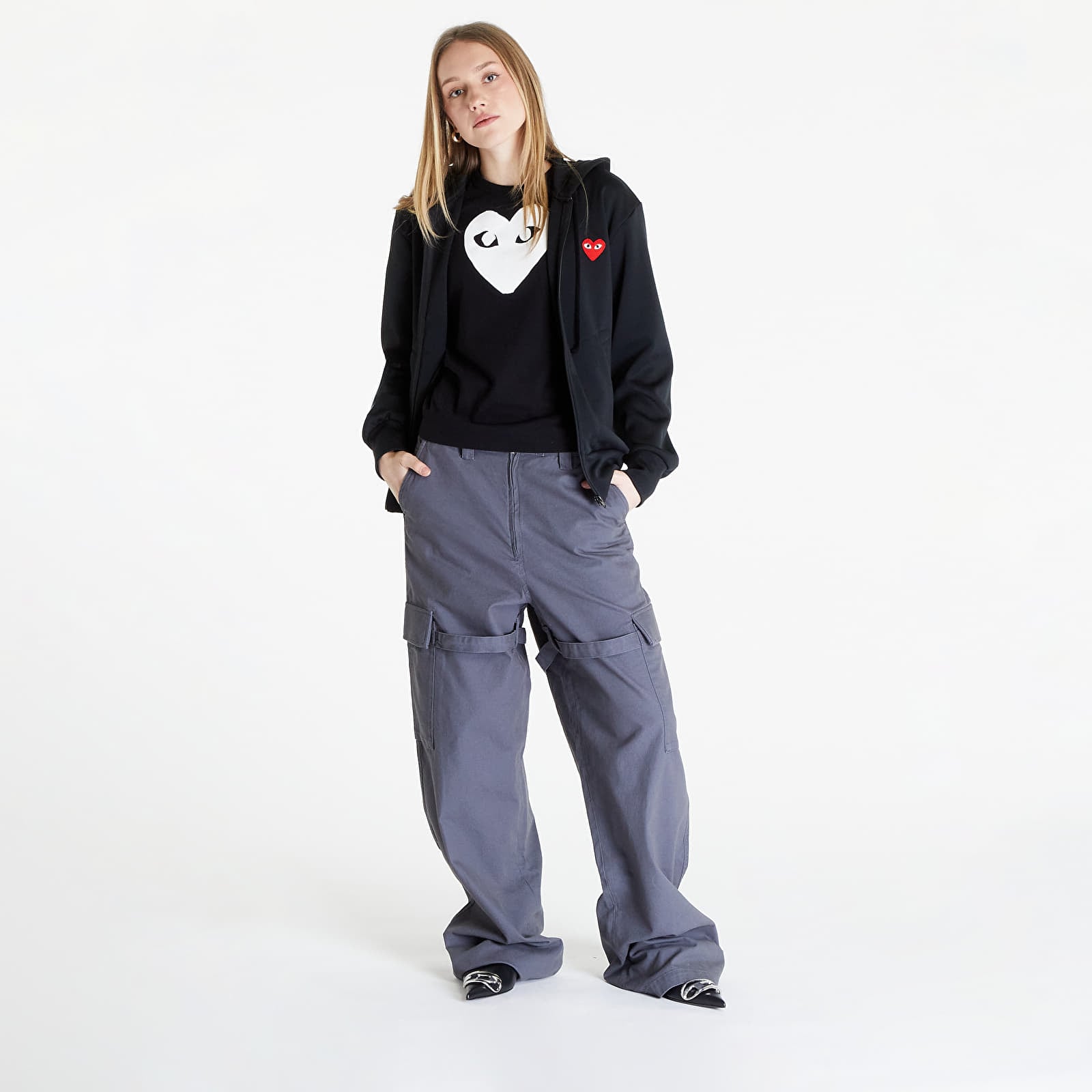 Felpe Comme des Garçons PLAY Heart Logo Sweatshirt Knit UNISEX Black