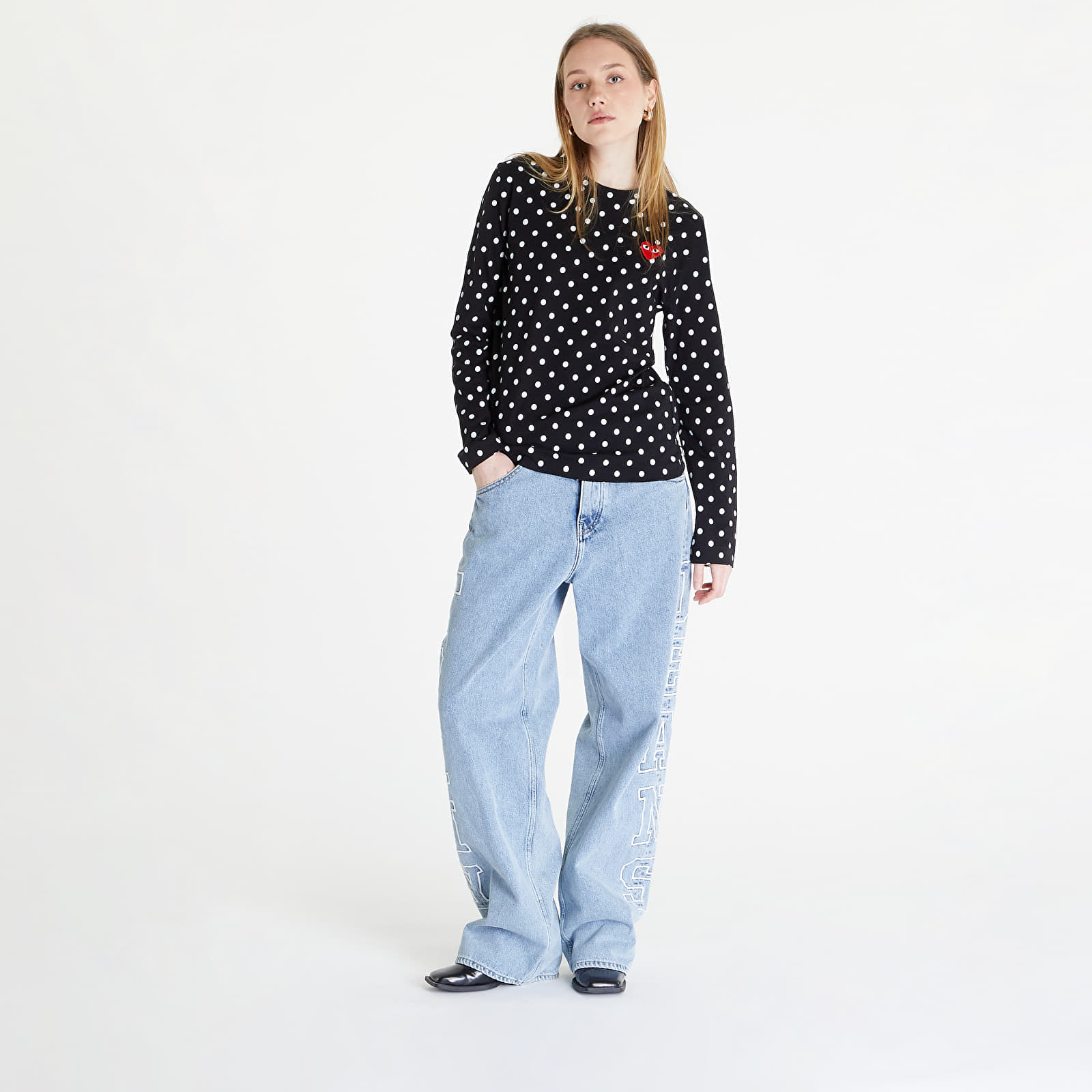 Tričká Comme des Garçons PLAY Heart Logo Long Sleeve Tee UNISEX Black