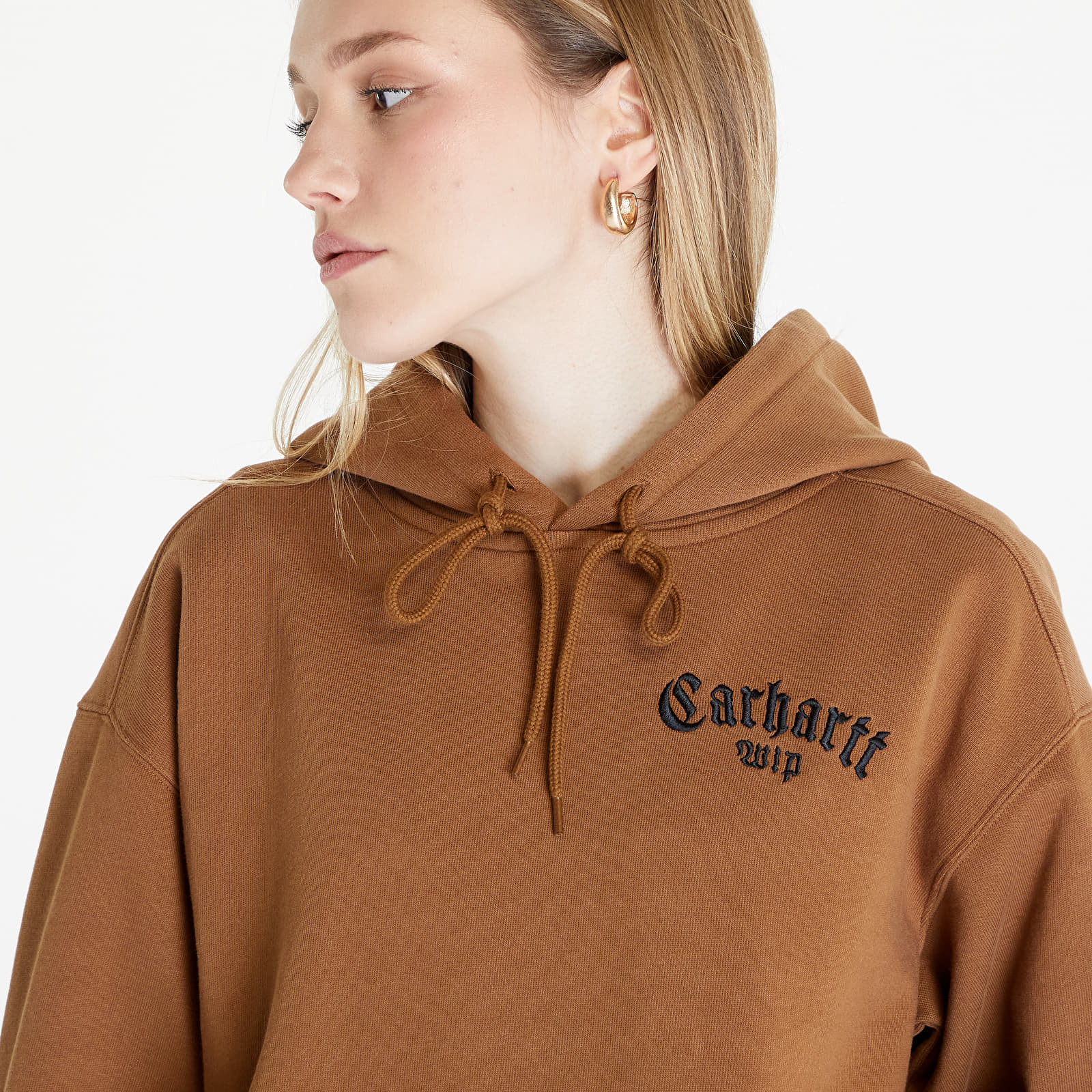Kapucnis pulóverek és pulcsik Carhartt WIP Hooded Onyx Script Sweat UNISEX Hamilton Brown/ Black