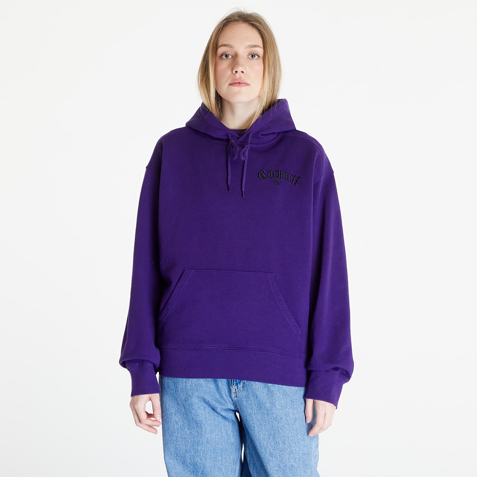 Džemperiai su gobtuvais ir džemperiai Carhartt WIP Hooded Onyx Script Sweat UNISEX Tyrian/ Black