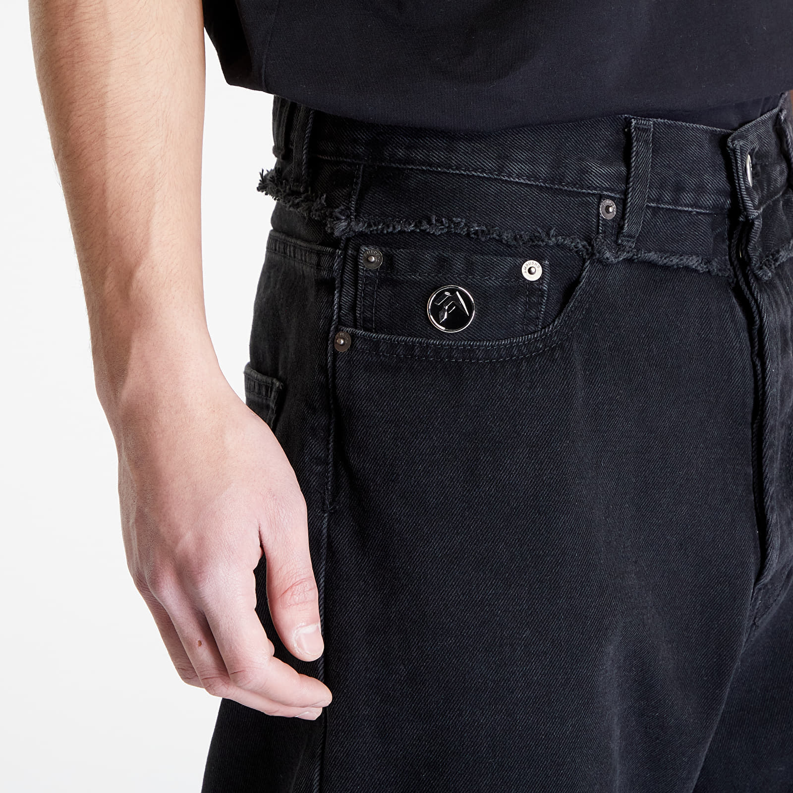 Jeansy Ambush Waist Detail Denim Pants Black/ No Color