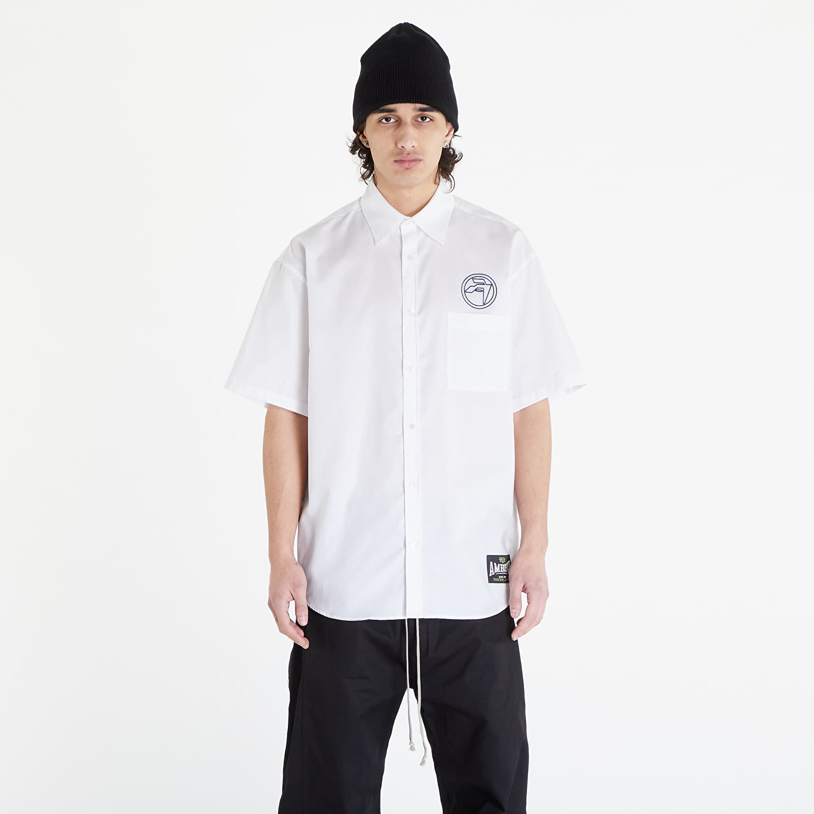 Košile Ambush Emblem Shortsleeve Shirt  Blanc De Blanc Insignia Blue