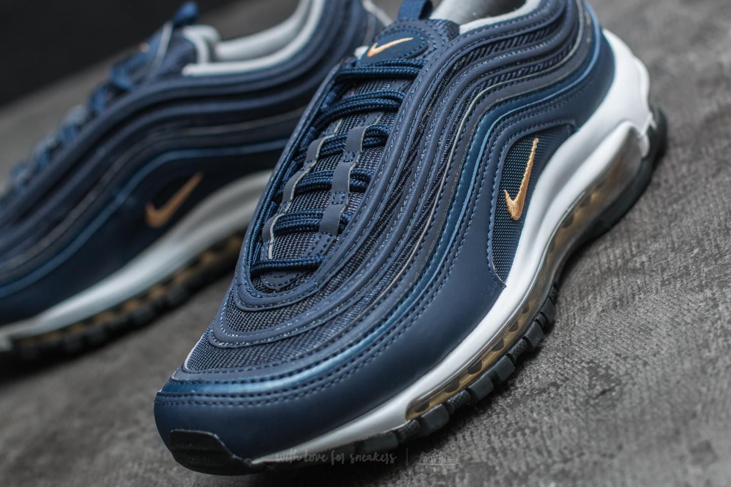 Herren Sneaker und Schuhe Nike Air Max 97 Midnight Navy/ Metallic Gold