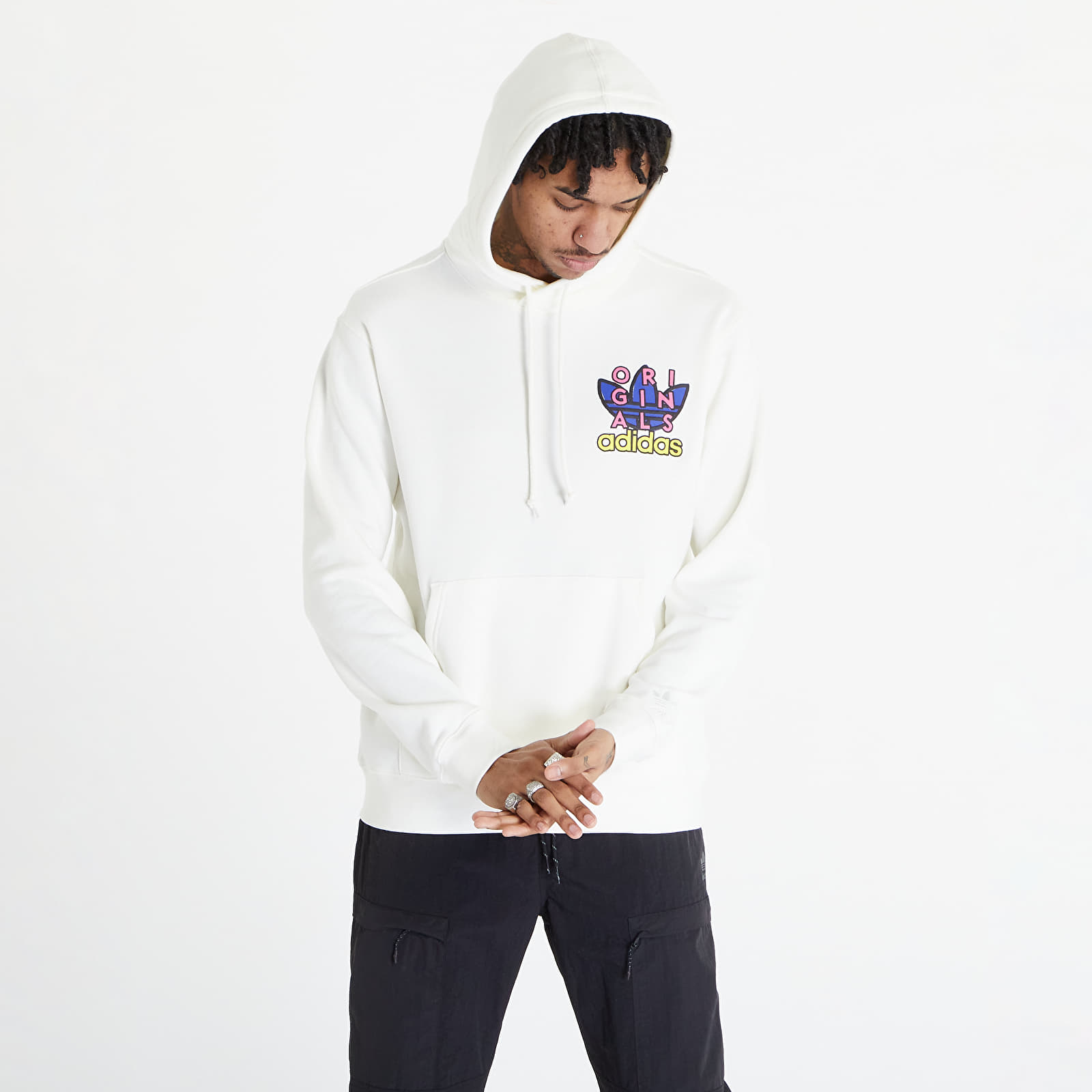 Džemperiai su gobtuvais ir džemperiai adidas Trefoil Hood 1 Off White